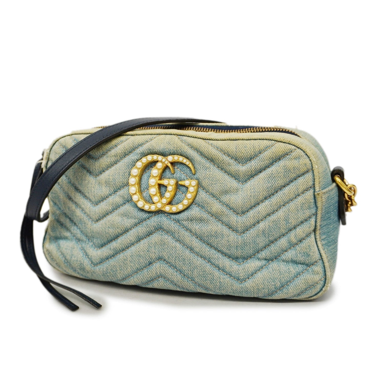 Gucci  GG Marmont Shoulder Bag Velor 447632 Women's Denim Light Blue