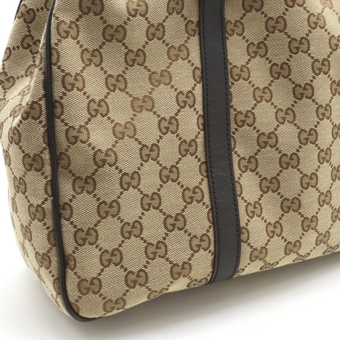 GUCCI GG Twins Canvas Tote Bag Shoulder Leather Khaki Beige Dark Brown 232956
