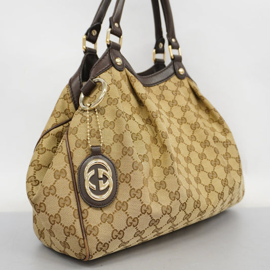 Gucci  Sukey 211944 Women's GG Canvas,Leather HandBag Beige,Brown