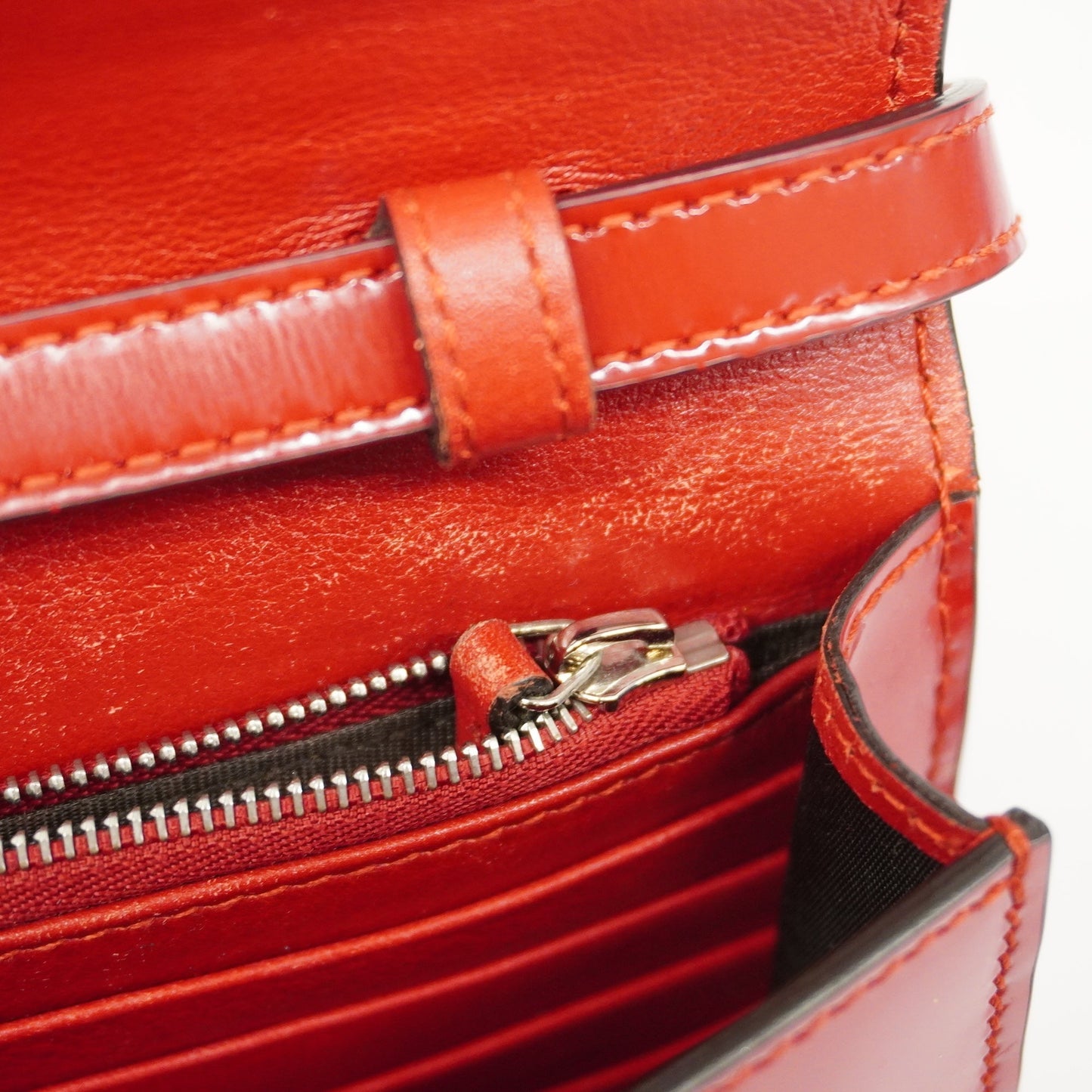 GUCCI  Interlocking G 510304 Women's Leather Shoulder Bag Red Color