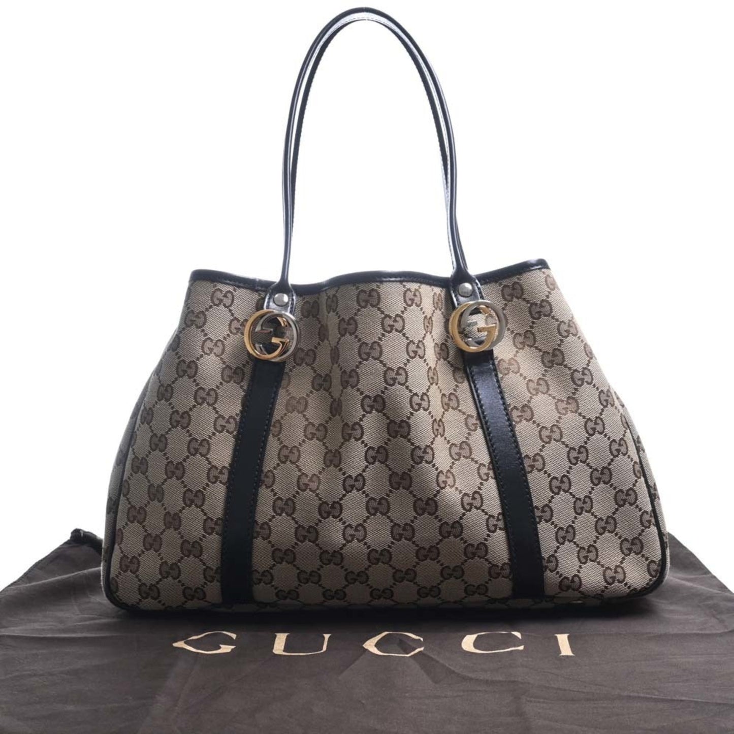 GUCCI GG Canvas Twins Tote Bag 232957 Beige/Black Women's