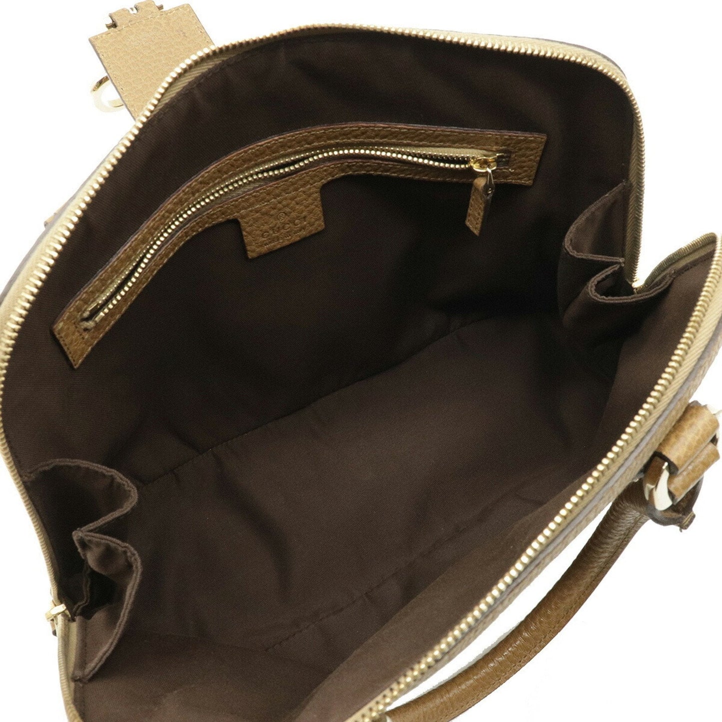 Gucci G Handbag Tote Bag Embossed Leather Camel 145822