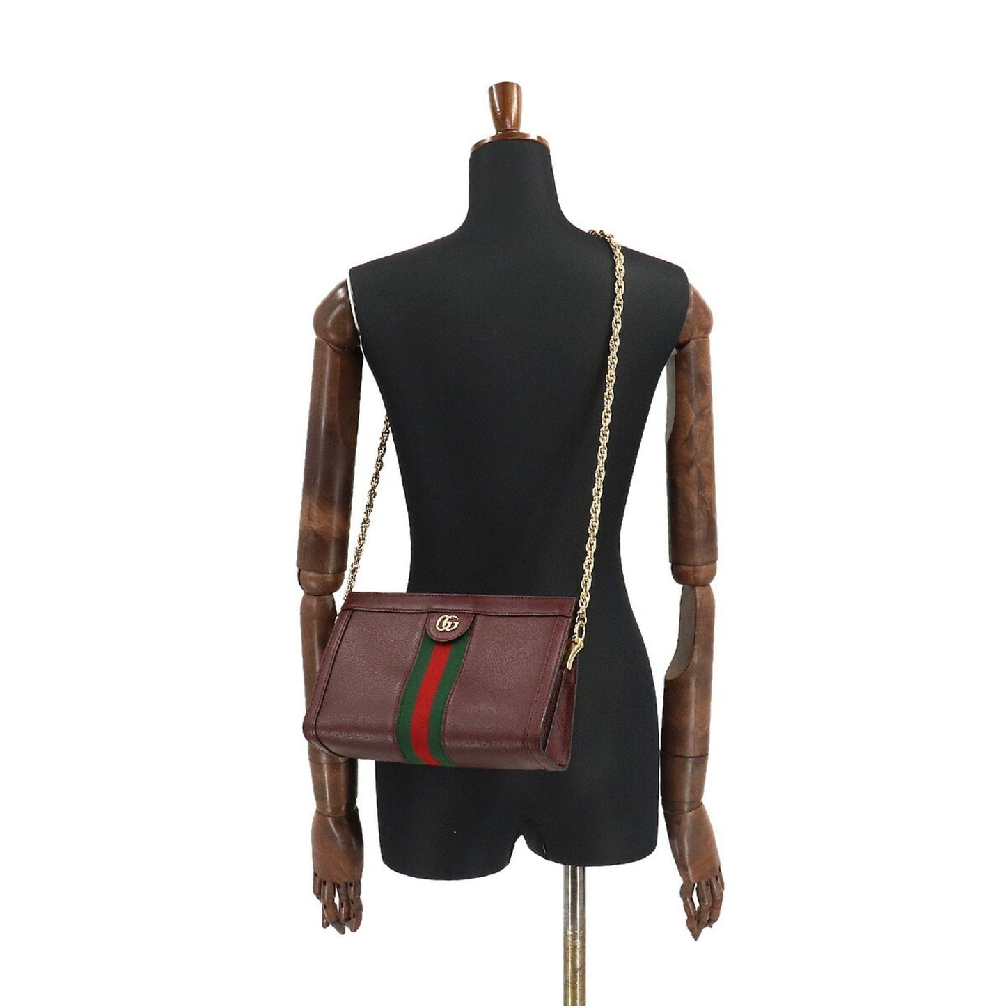 Gucci Ophidia GG Small Shoulder Bag Leather Bordeaux 503877