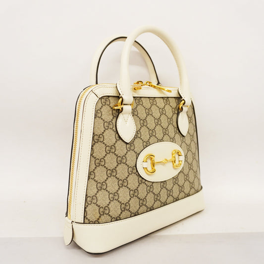 GUCCIAuth  Horsebit 2way Bag 621220 GG Supreme Beige,White