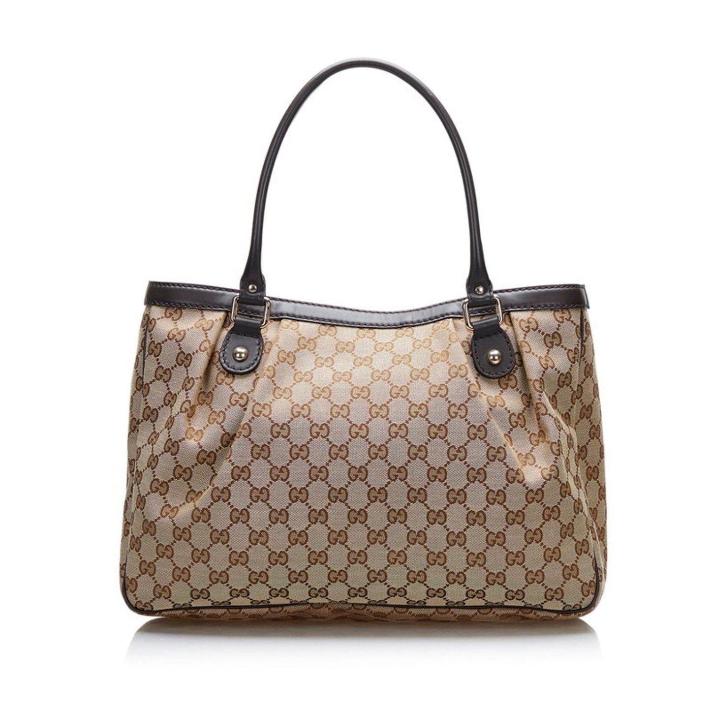 Gucci GG Canvas Suki Tote Bag Shoulder 296835 Beige Brown Leather Ladies Gucci