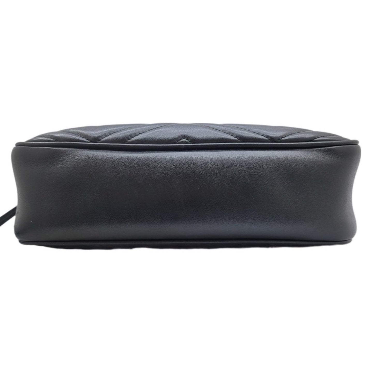 GUCCI GG Marmont Chain Shoulder Bag 447632 Leather Black Gold G Hardware Camera Women Men Unisex