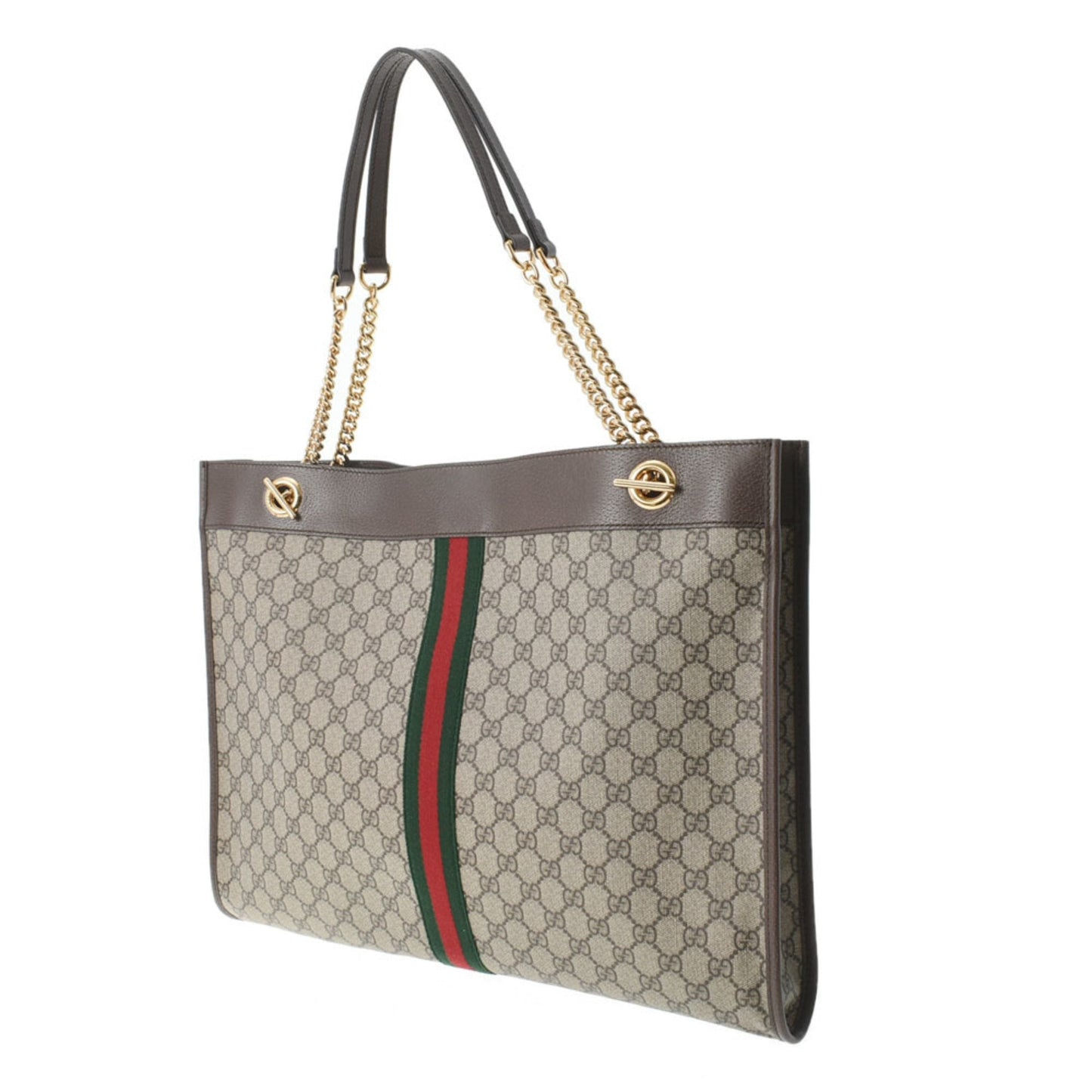 Gucci Digerhead Rajah Chain Tote Brown 537219 Men's GG Supreme Canvas Leather Bag