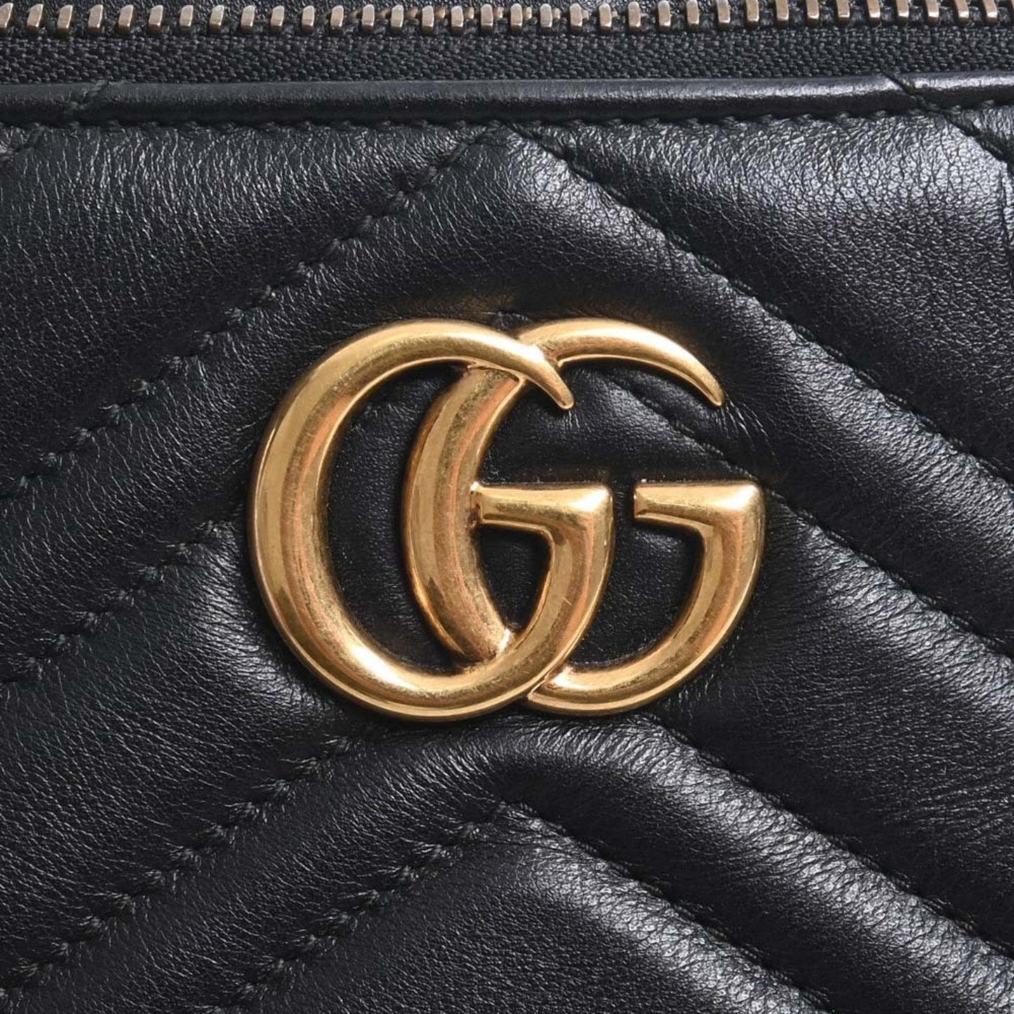 GUCCI GG Marmont Leather Shoulder Bag 453878 Black Women's