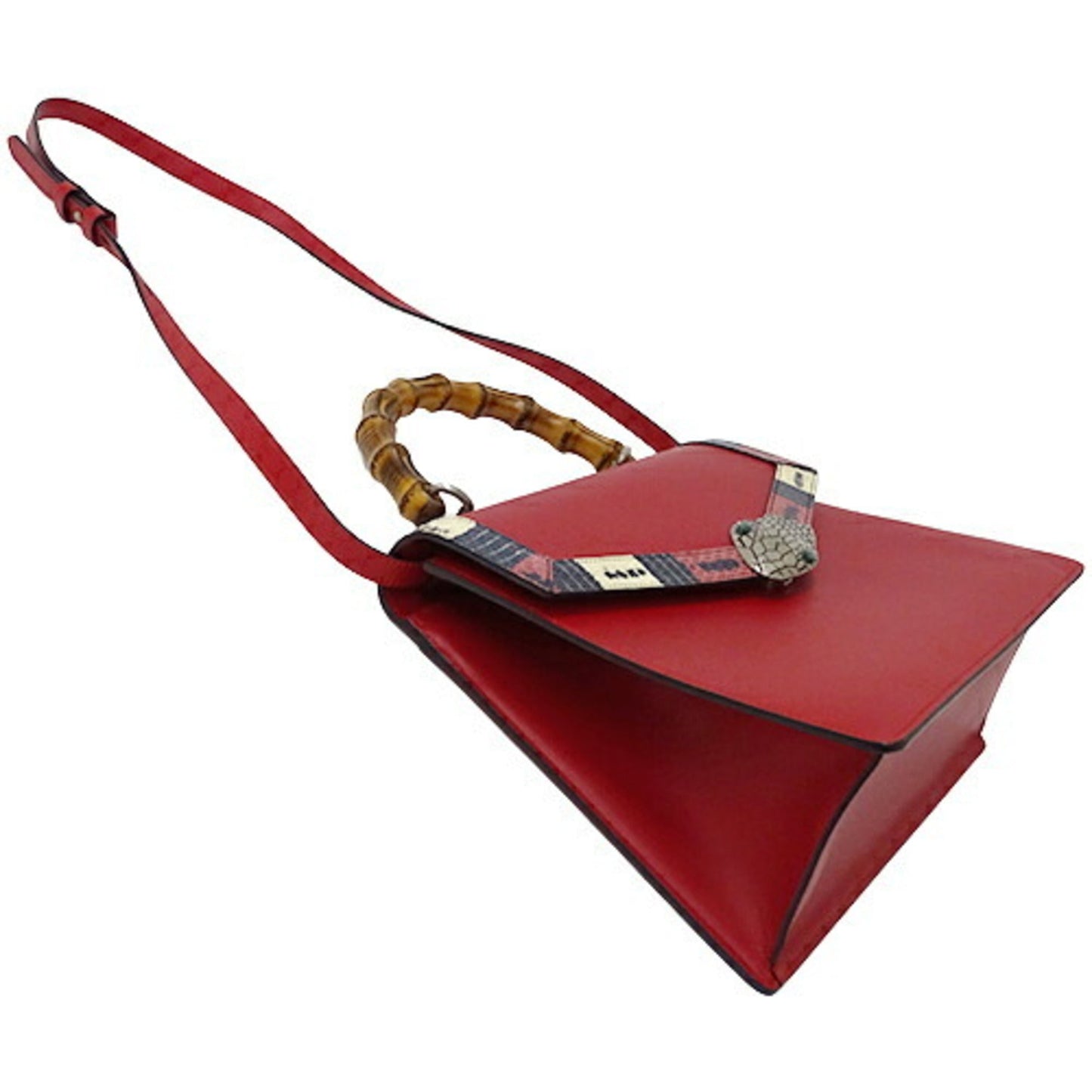 GUCCI Bag Ladies Handbag Shoulder 2way Lilith Bamboo Coral Snake Leather Red 453750