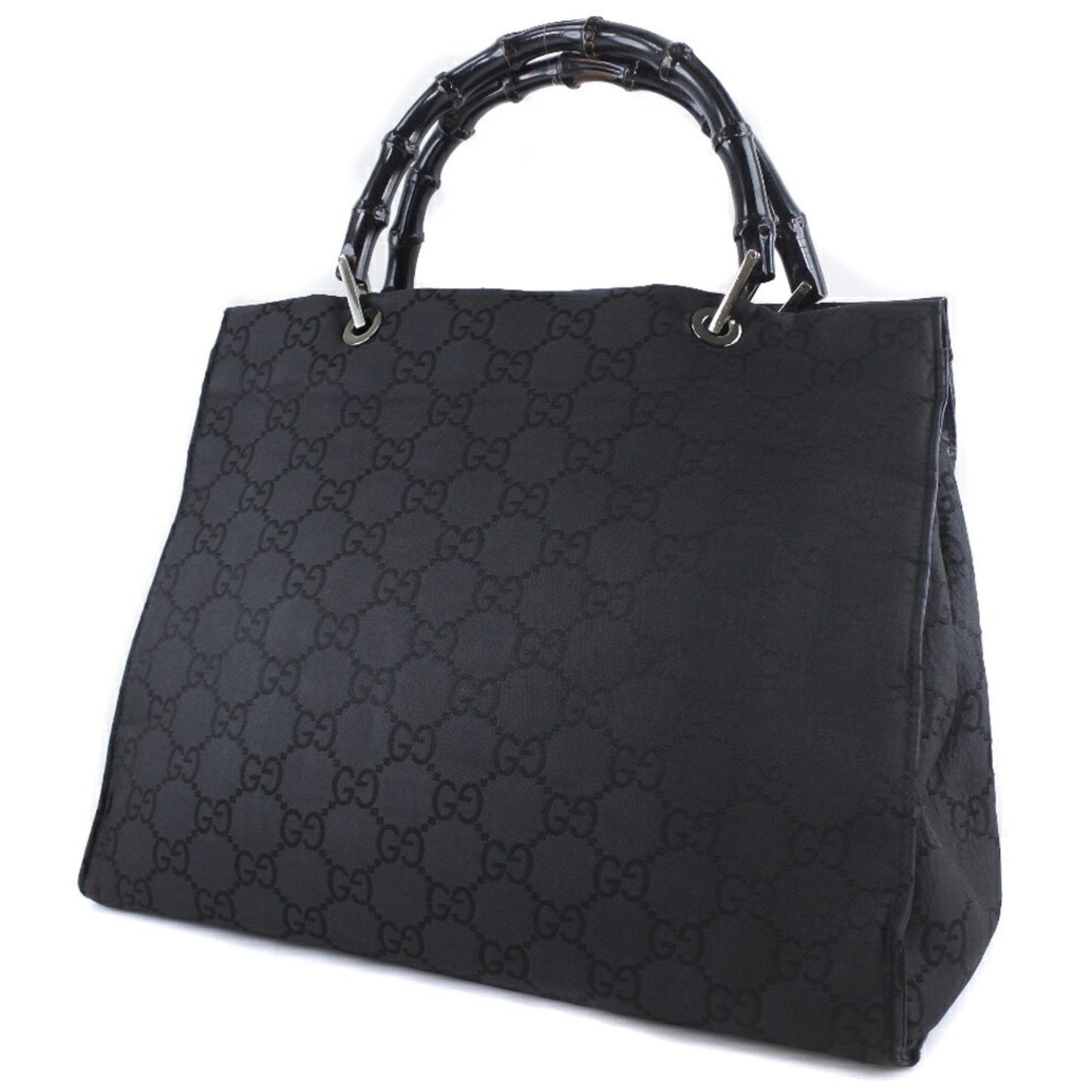 Gucci Bamboo 002-1010 GG Canvas Black Unisex Tote Bag