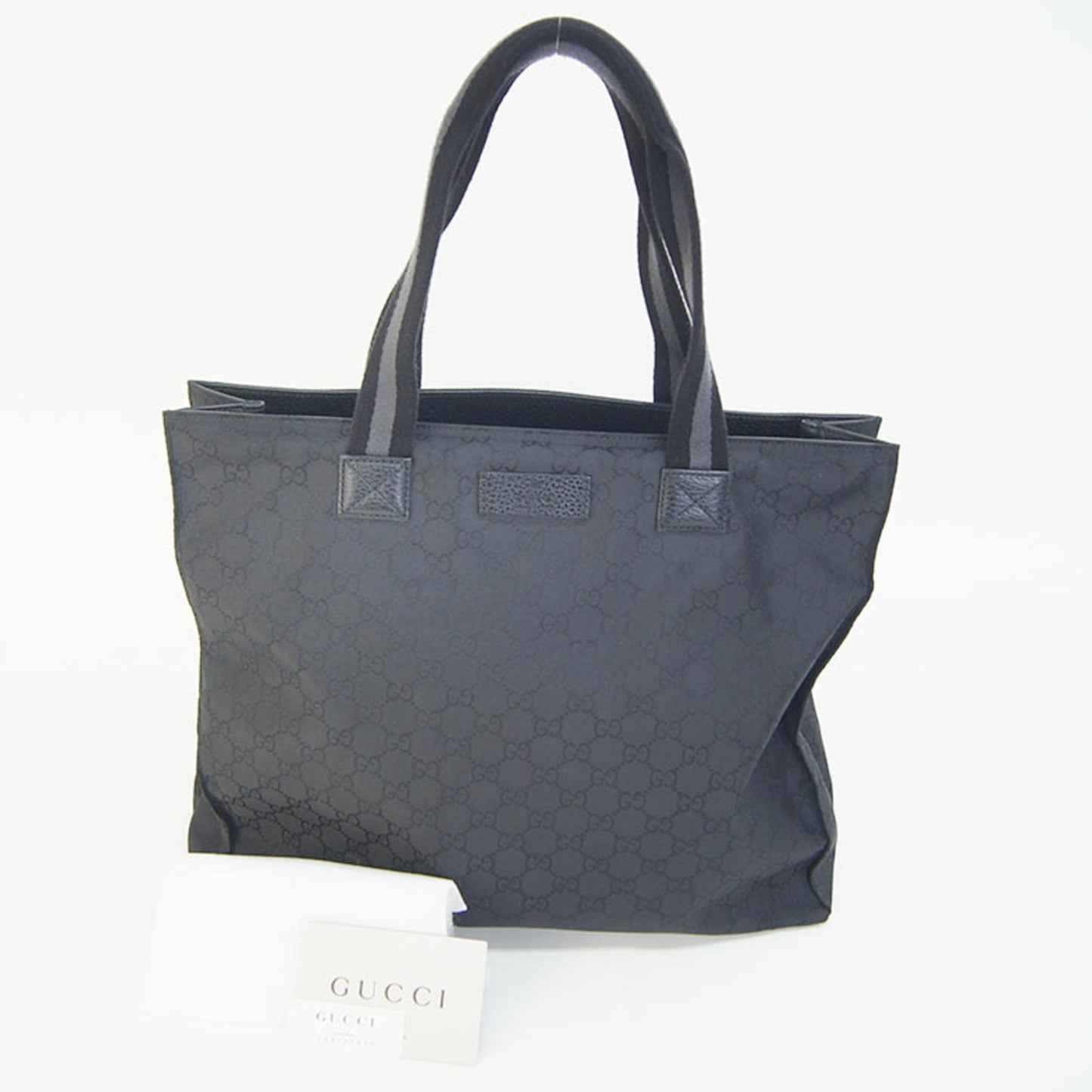 Gucci GG Nylon Tote Bag 449178 Black Shoulder Men's Pattern