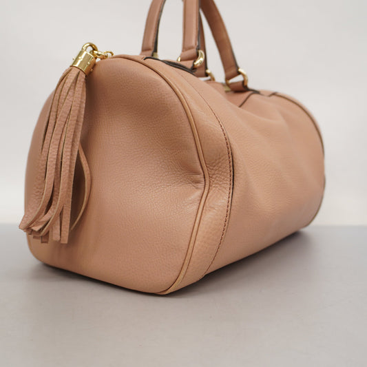 Gucci  Soho 000 2058 0290 0 Women's Leather HandBag Pink Beige