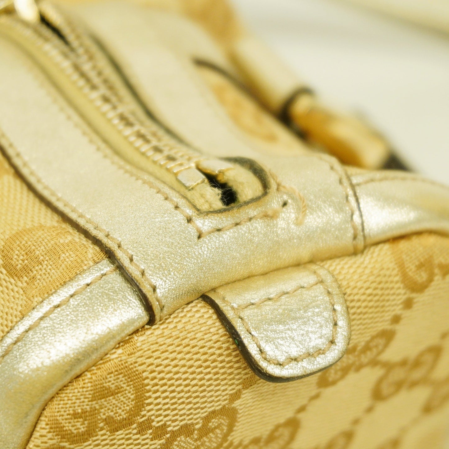 GUCCIAuth  GG Canvas Handbag 130942 Women's Handbag Beige,Gold