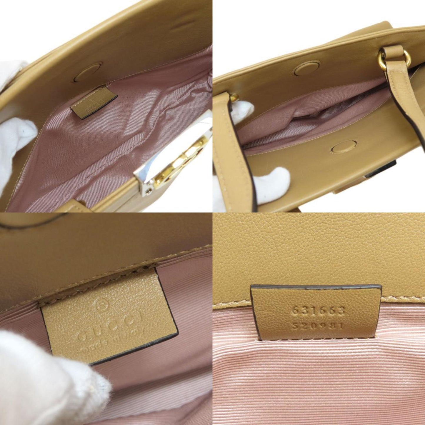 GUCCI 631663 Metal Handbag Leather Women's