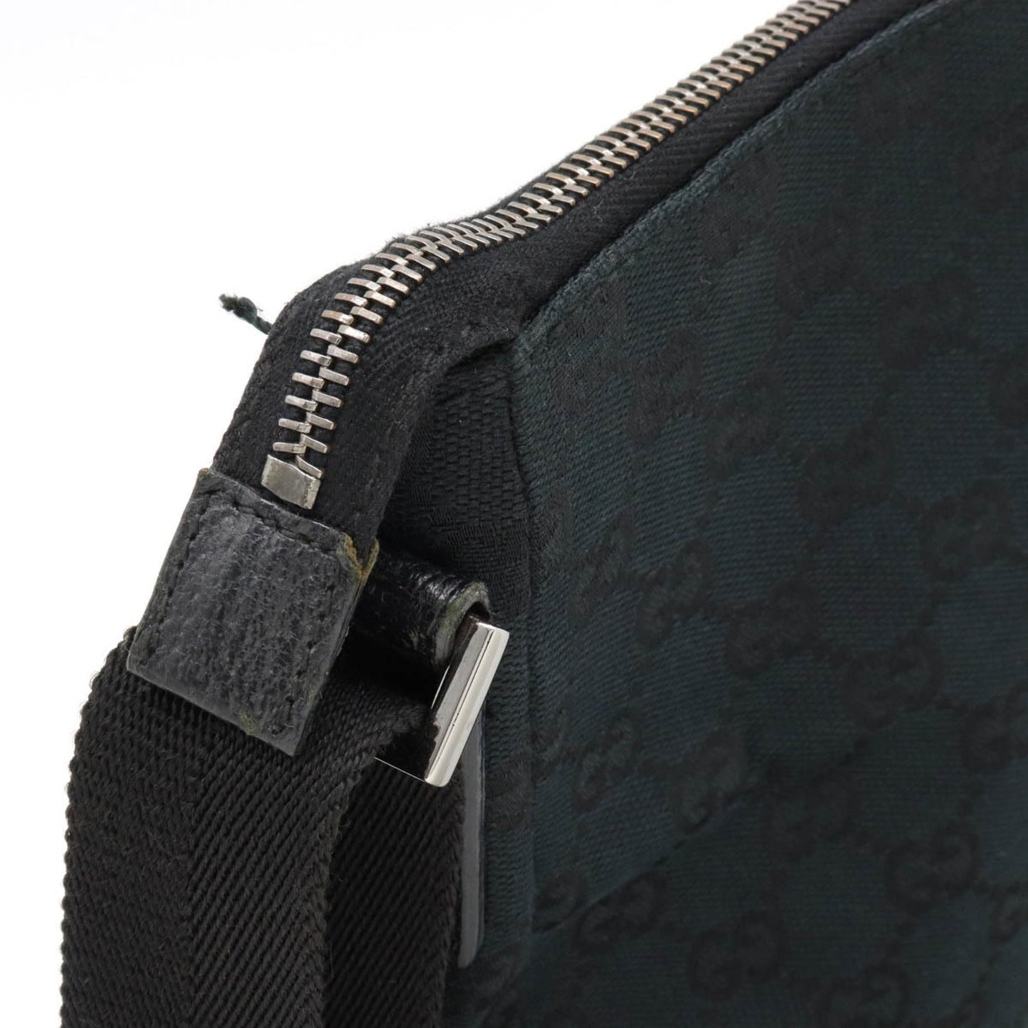 GUCCI GG Canvas Shoulder Bag Leather Black 114273