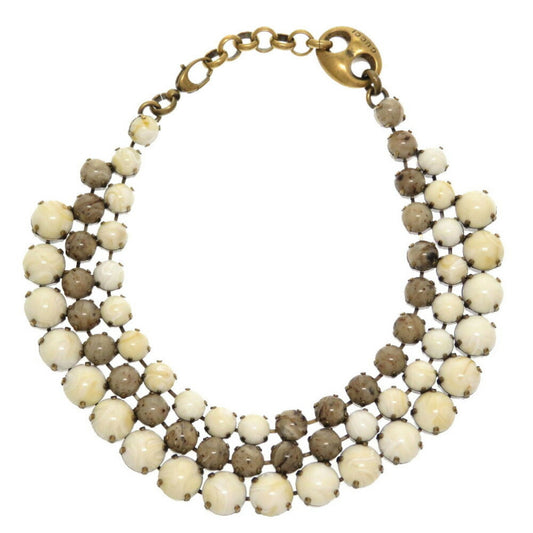Gucci Triple Stone Gold Chain Choker Necklace Ivory Gray 0358 GUCCI