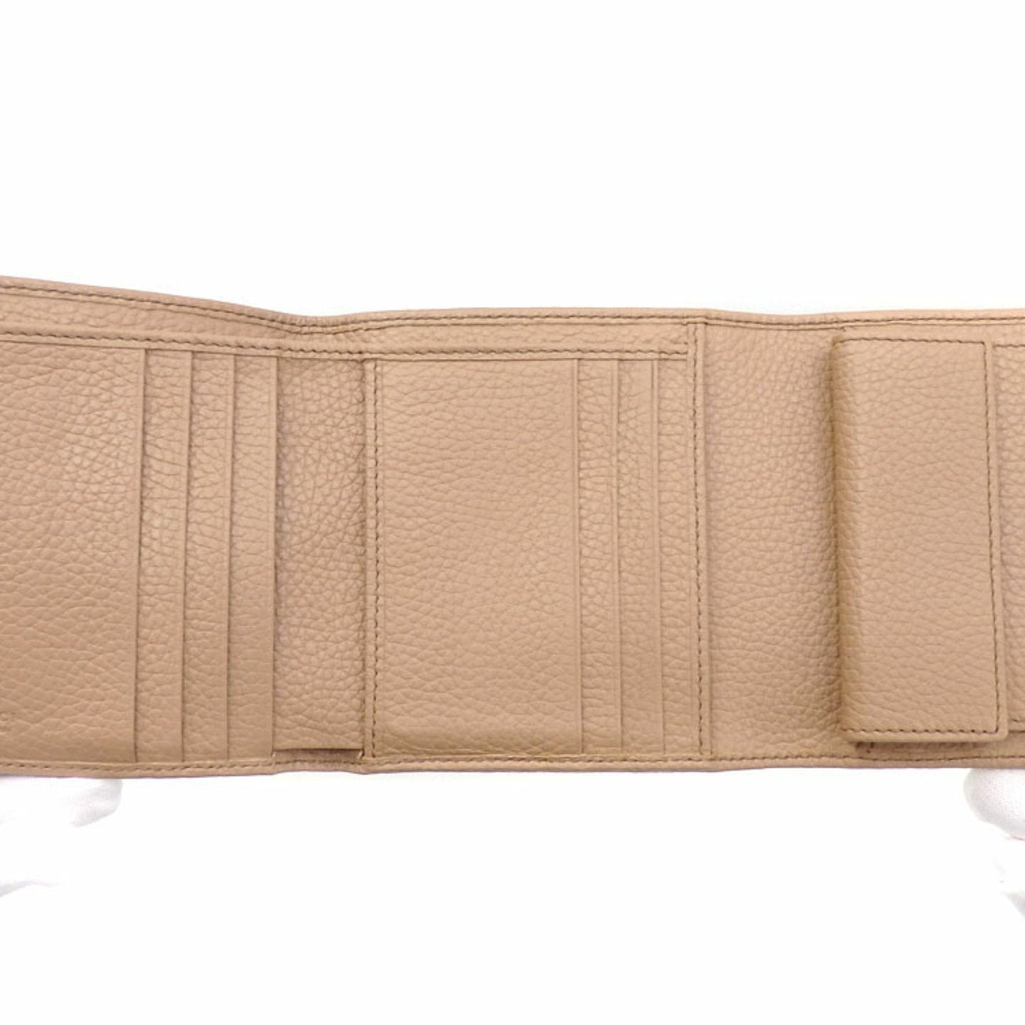 Gucci trifold wallet ladies beige leather 598207 GG