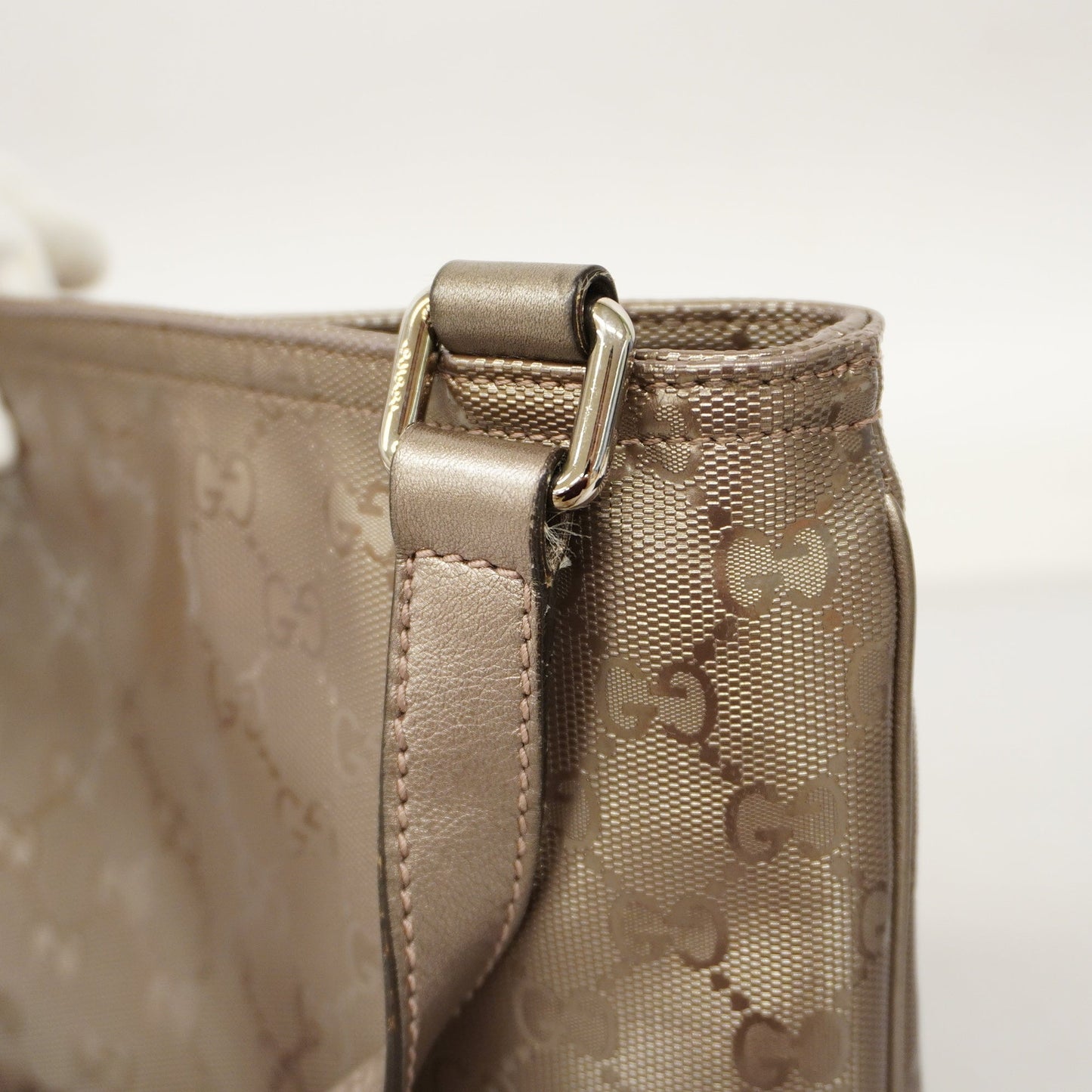 GUCCI  GG Imprime 201538 Women's Leather Shoulder Bag Gray