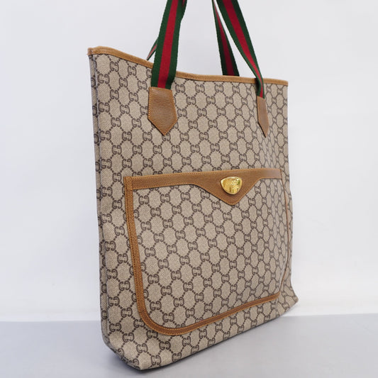 Gucci  Sherry Line 39 02 003 Women's GG Plus,Leather Tote Bag Beige