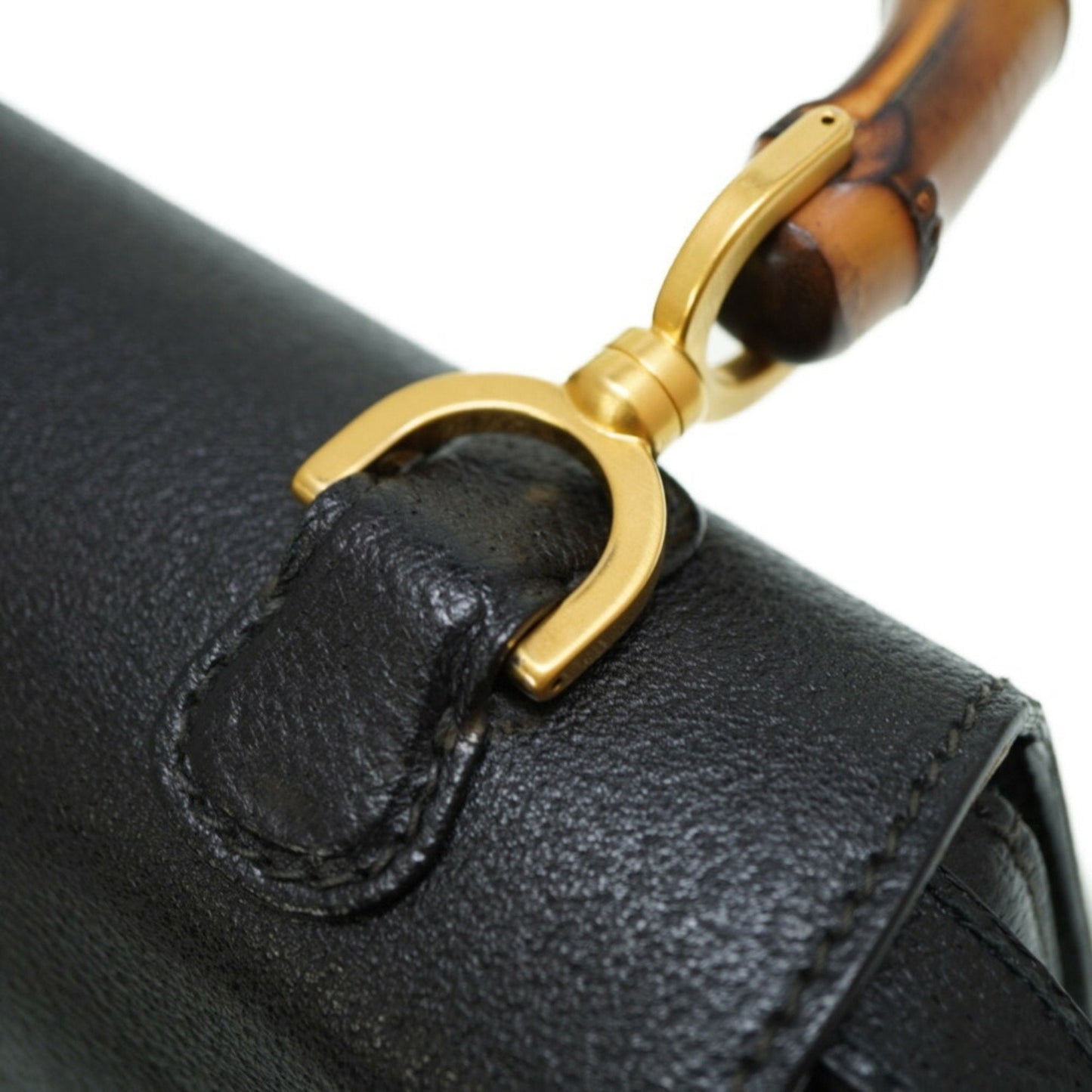 Gucci bamboo shoulder hand Bag leather black