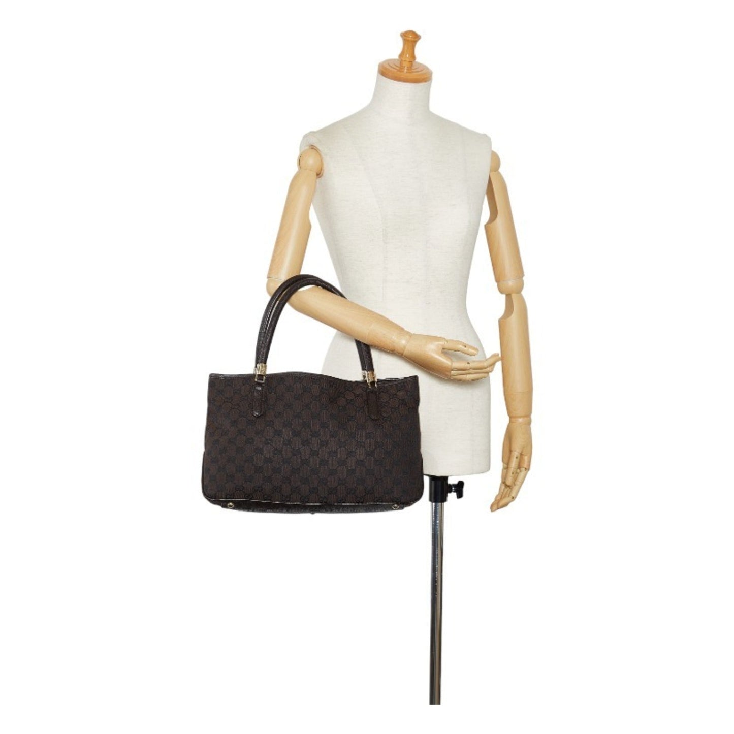 GUCCI GG Canvas Handbag Shoulder Bag 290826 Brown Leather Women's