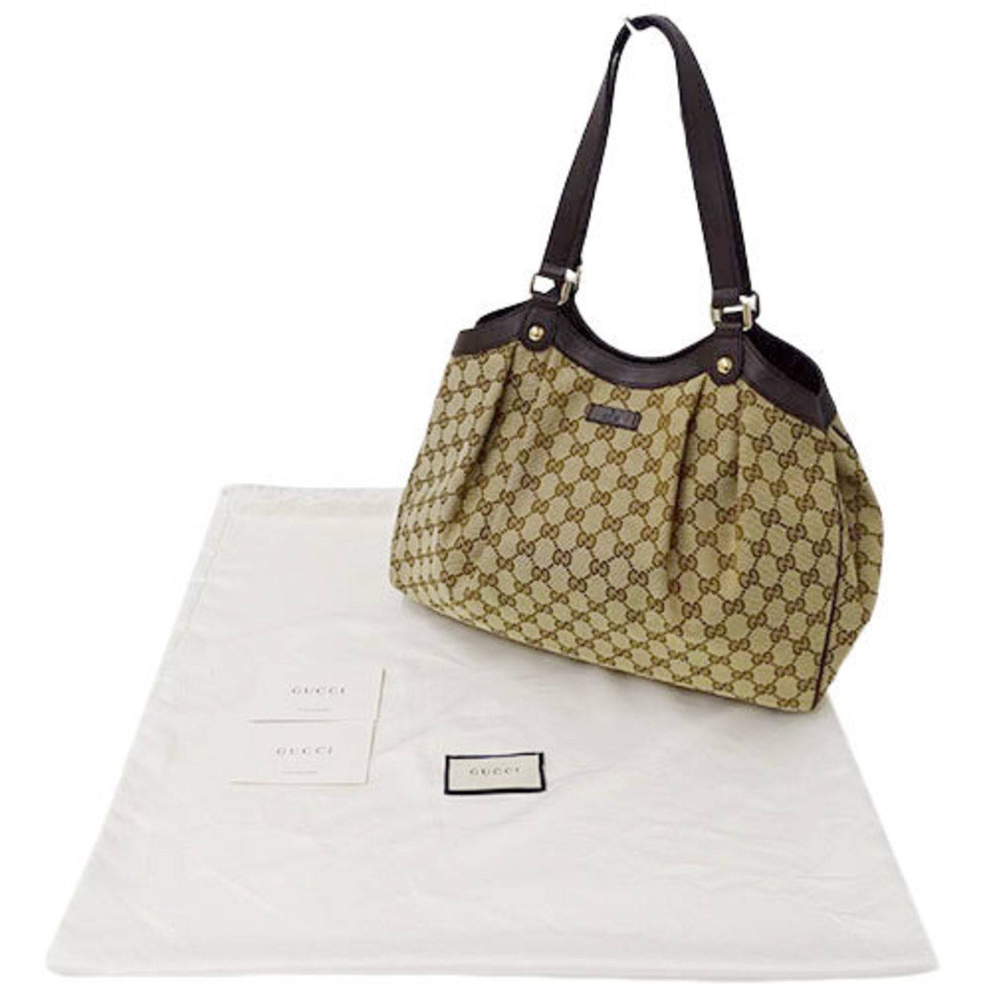 Gucci Bag Ladies Tote Shoulder GG Canvas Brown Beige 388919