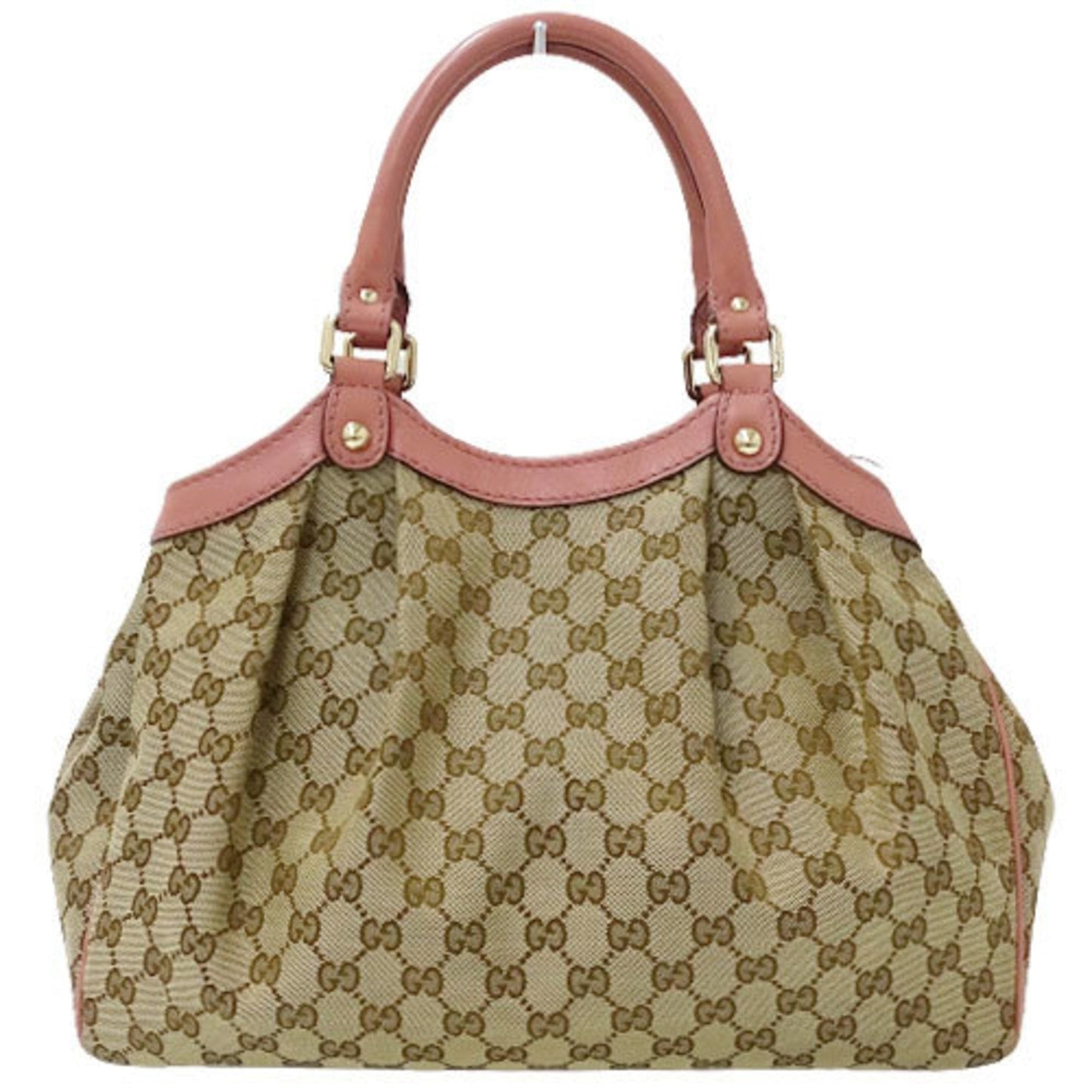 Gucci Bag Ladies Tote HandBag GG Canvas Suki 211944 Beige Brown Pink