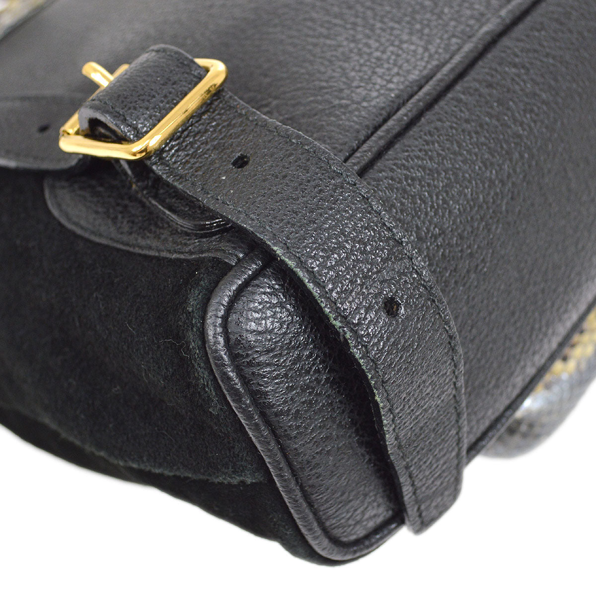 Gucci 1990's Black Suede Python Bamboo Backpack Small AK38542h