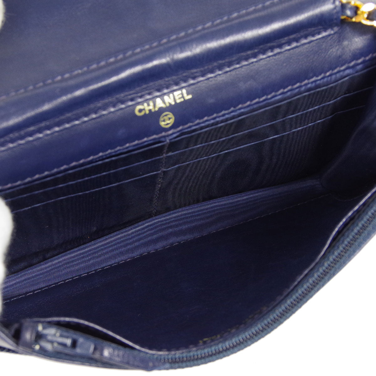 Chanel WOC Chain Shoulder Wallet Bag Indigo Denim 68157