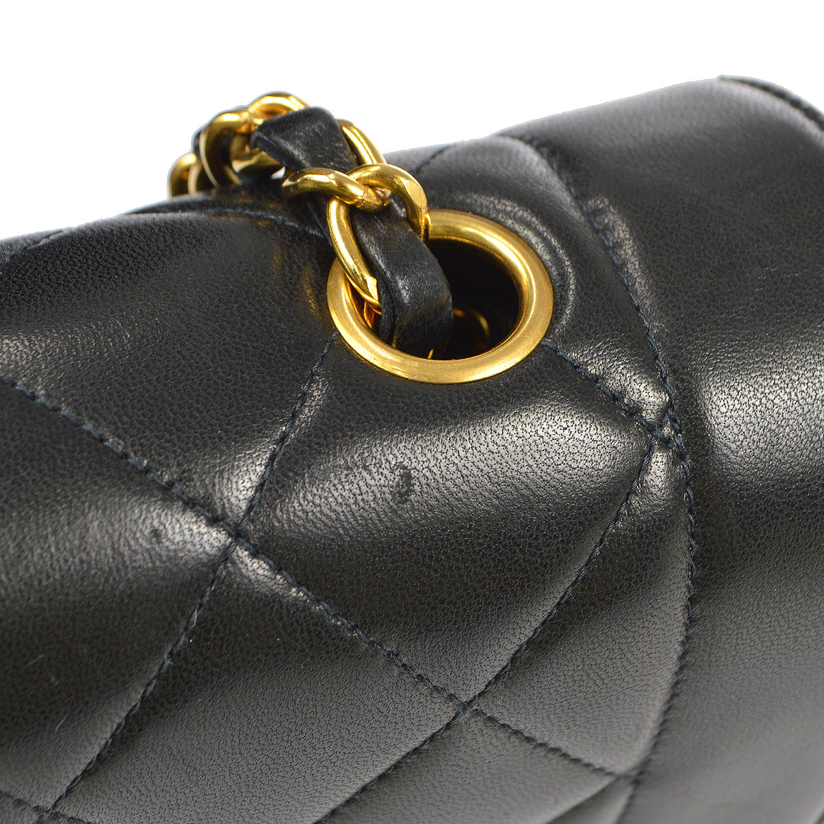 Chanel 1994-1996 Small Diana Chain Shoulder Bag Black Lambskin