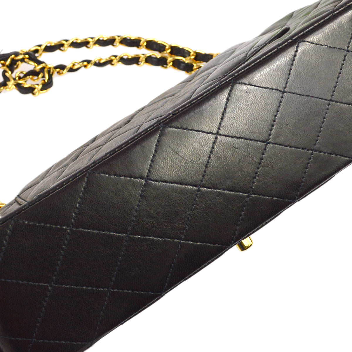 Chanel 1991-1994 Classic Double Flap Medium Shoulder Bag Black Lambskin