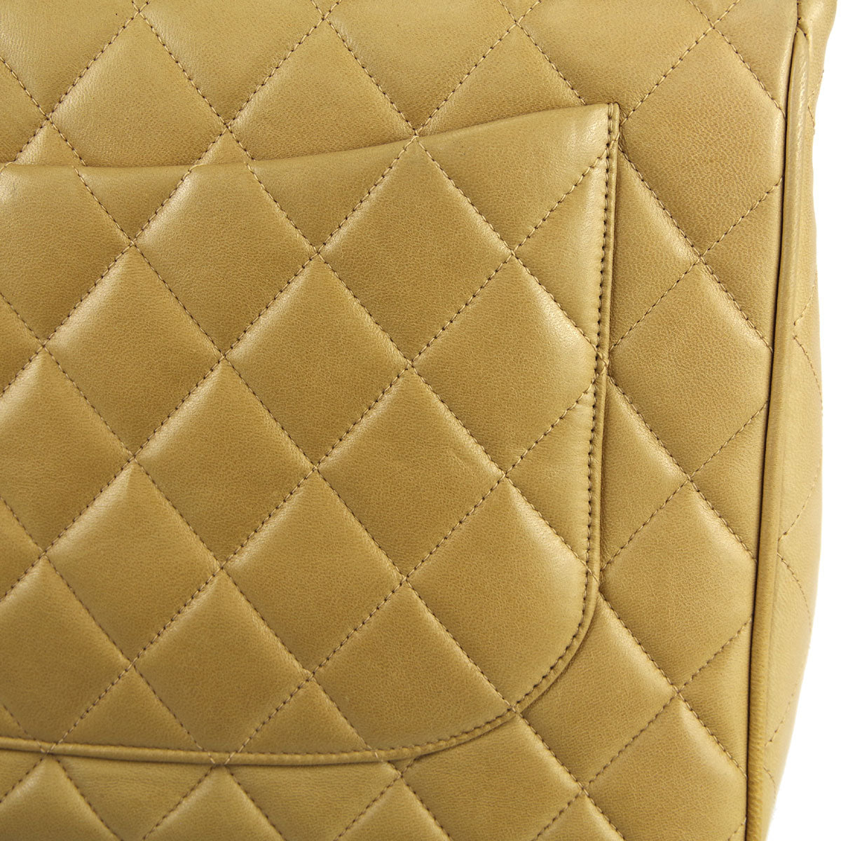 Chanel * Classic Flap Jumbo Double Chain Shoulder Bag Beige Lambskin