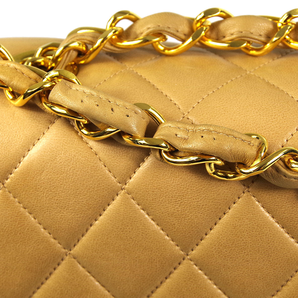 Chanel * Classic Flap Jumbo Double Chain Shoulder Bag Beige Lambskin