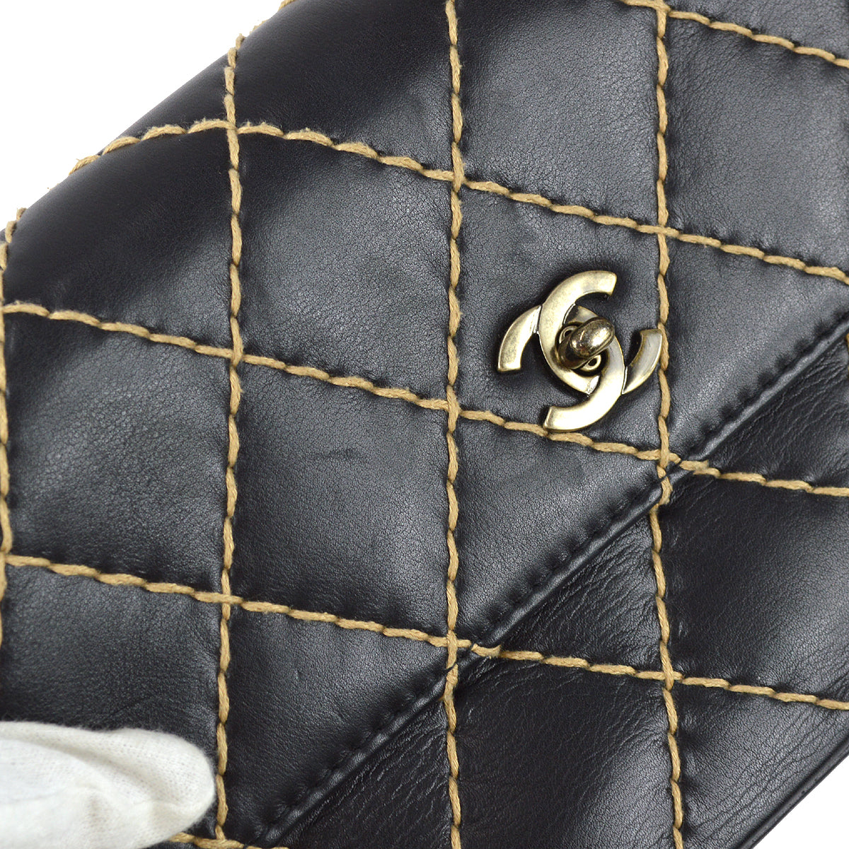Chanel Wild Stitch Straight Flap Chain Shoulder Bag Calfskin
