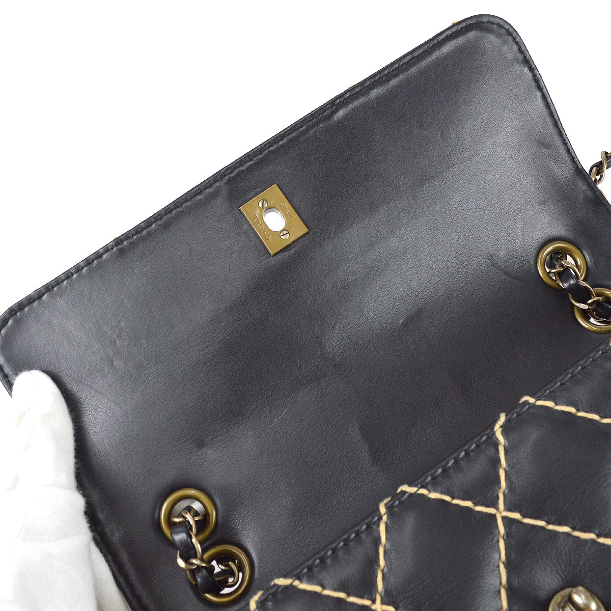 Chanel Wild Stitch Straight Flap Chain Shoulder Bag Calfskin