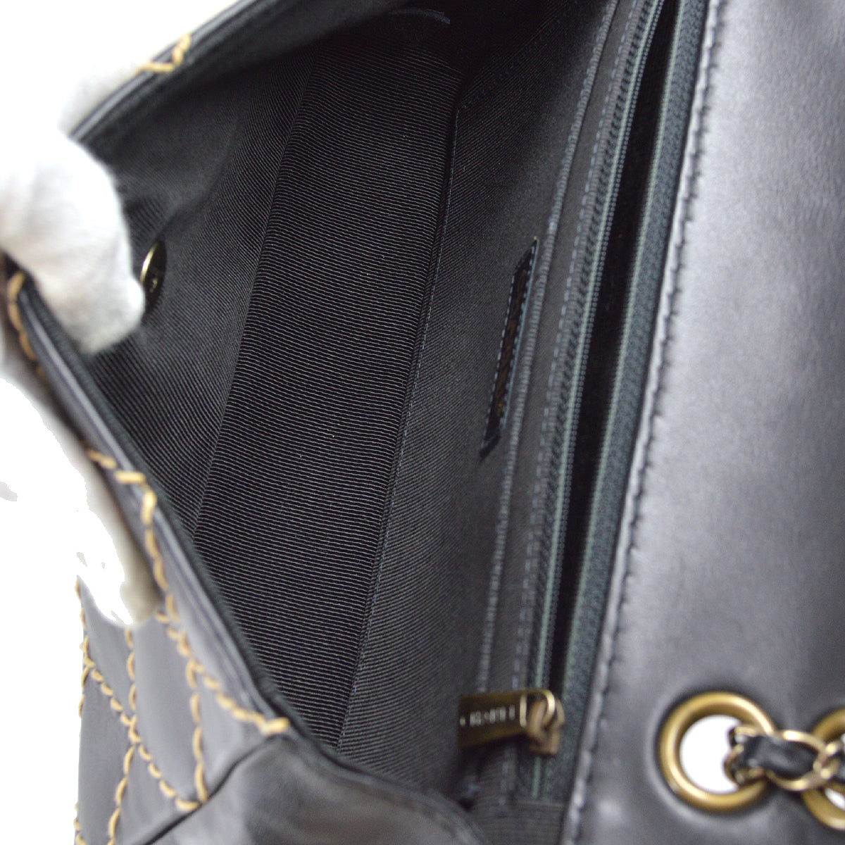 Chanel Wild Stitch Straight Flap Chain Shoulder Bag Calfskin