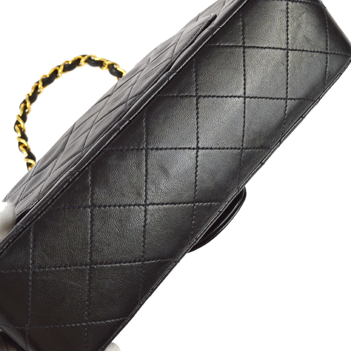Chanel 1994-1996 Classic Double Flap Small Shoulder Bag Black Lambskin