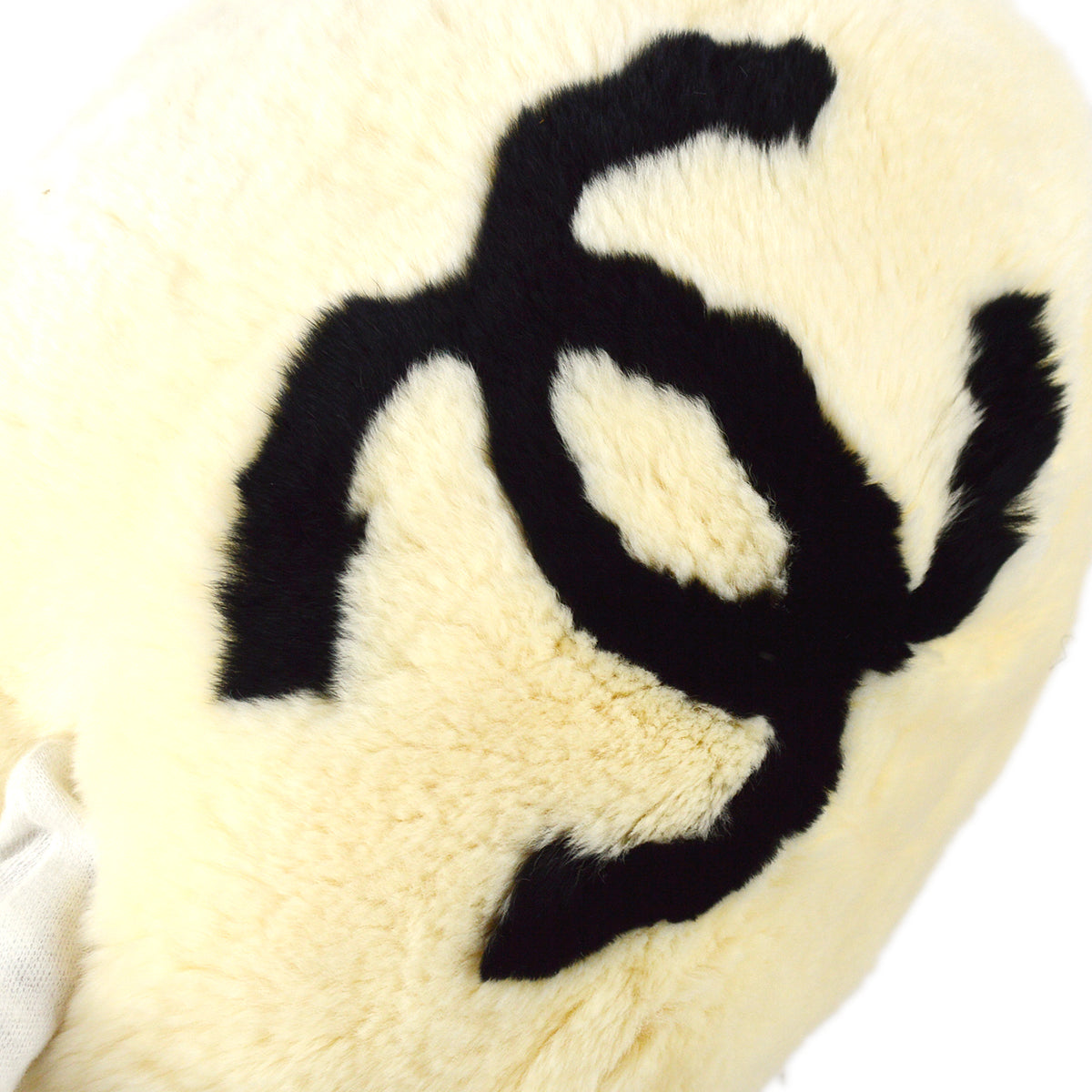 Chanel Hand Warmer Chain Shoulder Bag White Fur