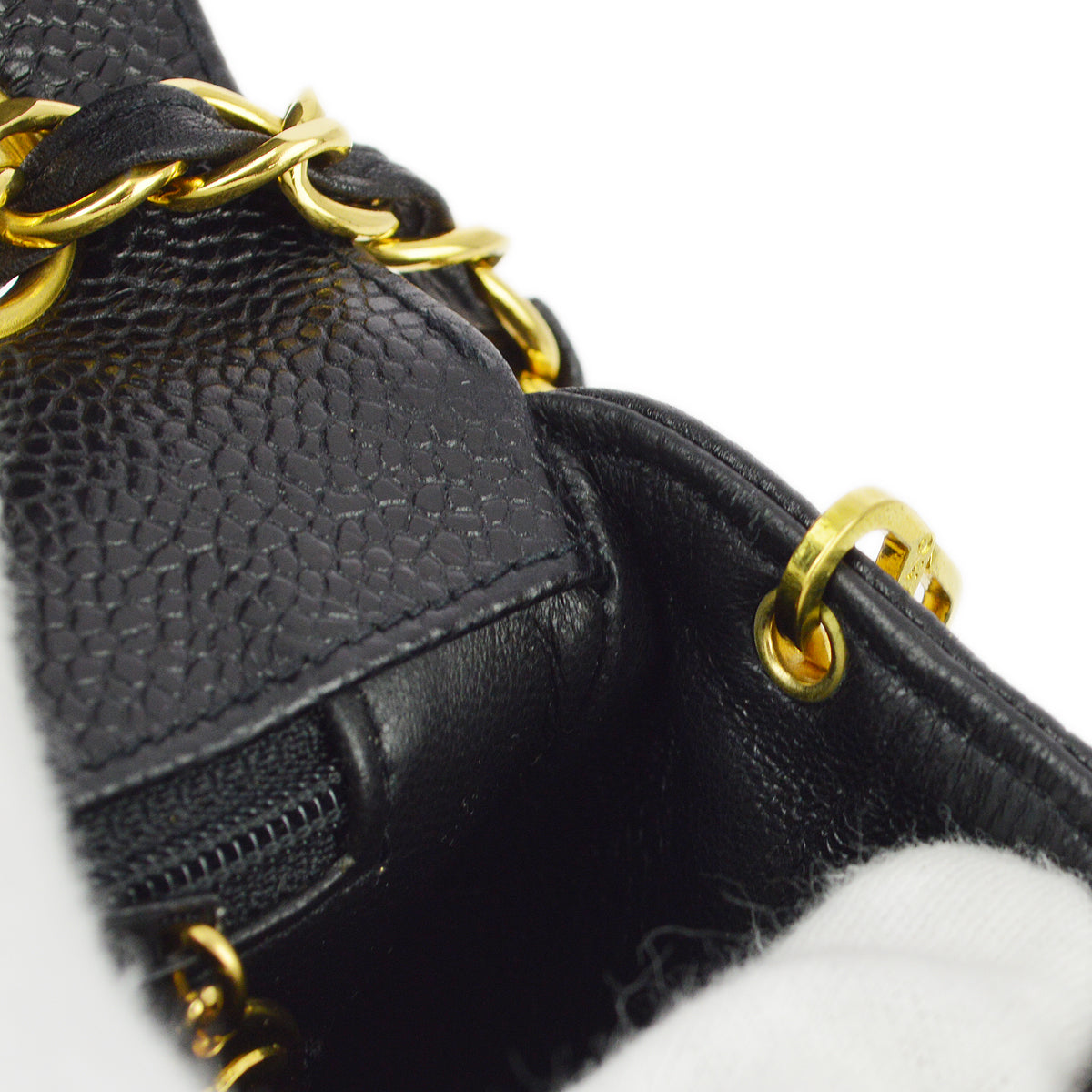 Chanel 1991-1994 Black Caviar Classic Flap Mademoiselle Chain Shoulder Bag