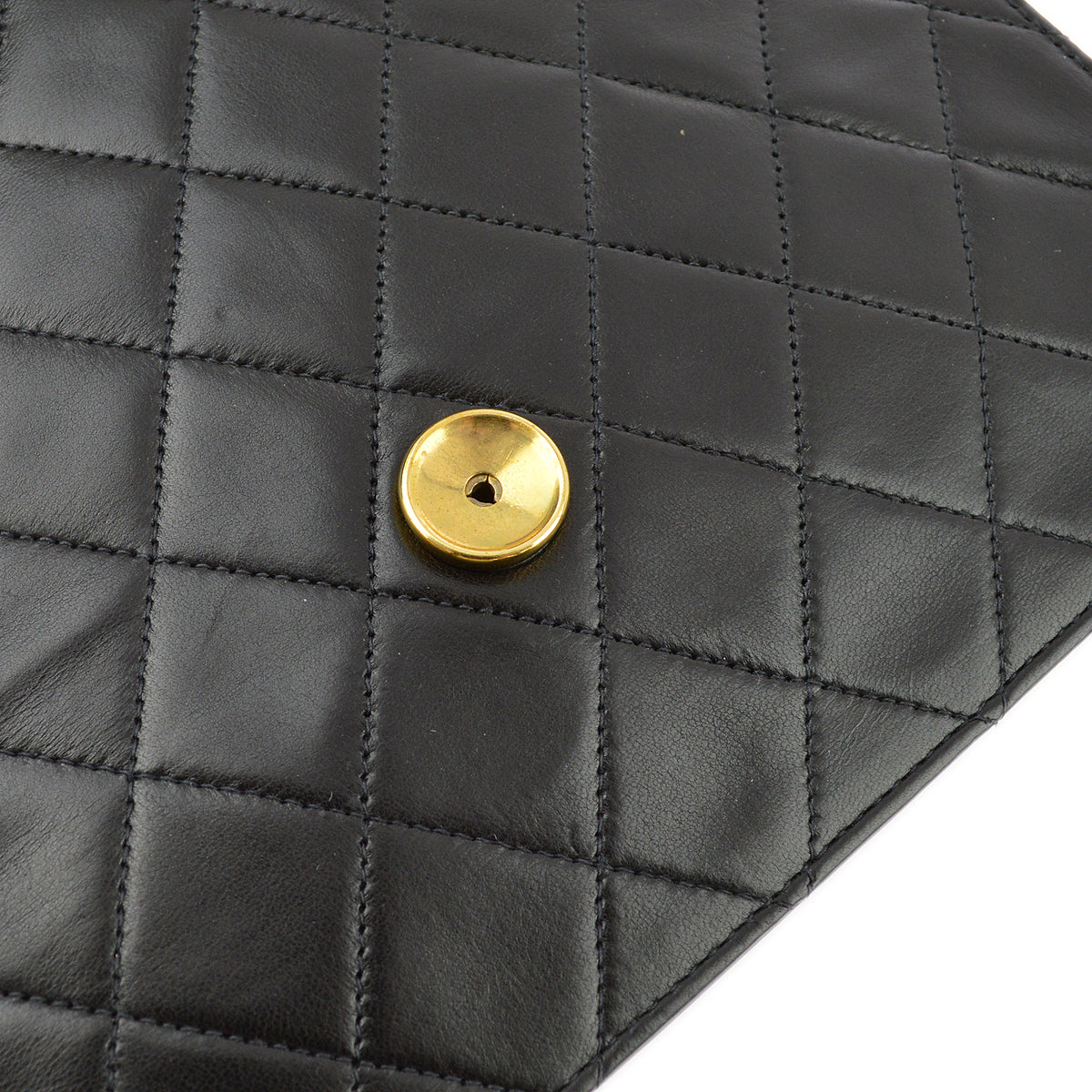 Chanel 1997-1999 Black Lambskin Pushlock Small Half Flap Shoulder Bag