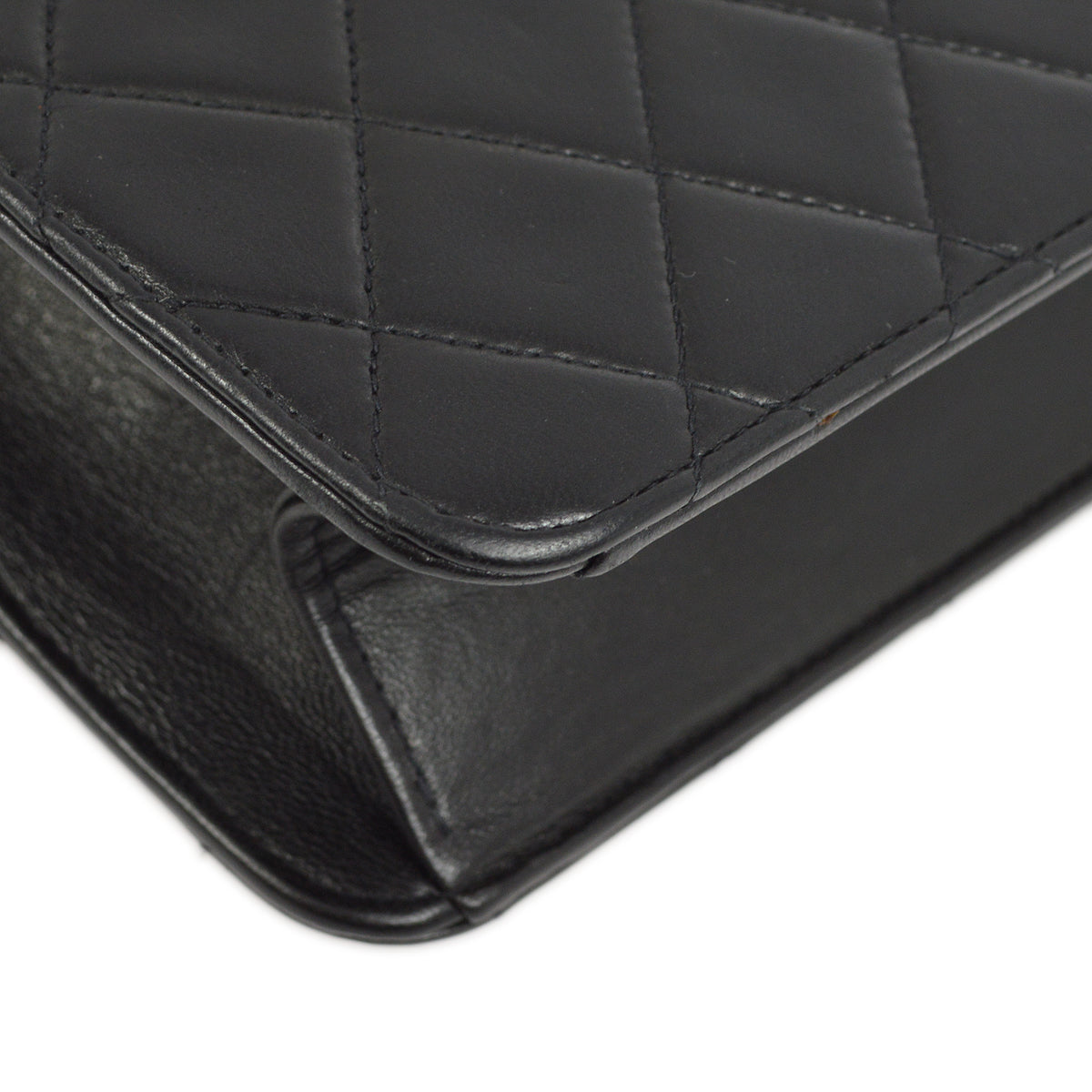 Chanel 1994-1996 Black Lambskin Pushlock Small Half Flap Shoulder Bag