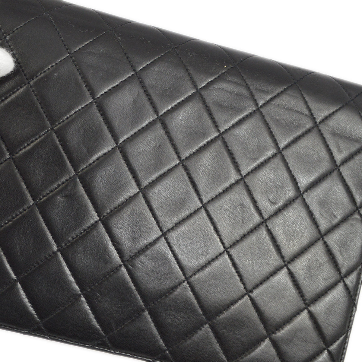 Chanel 1994-1996 Black Lambskin Pushlock Small Half Flap Shoulder Bag
