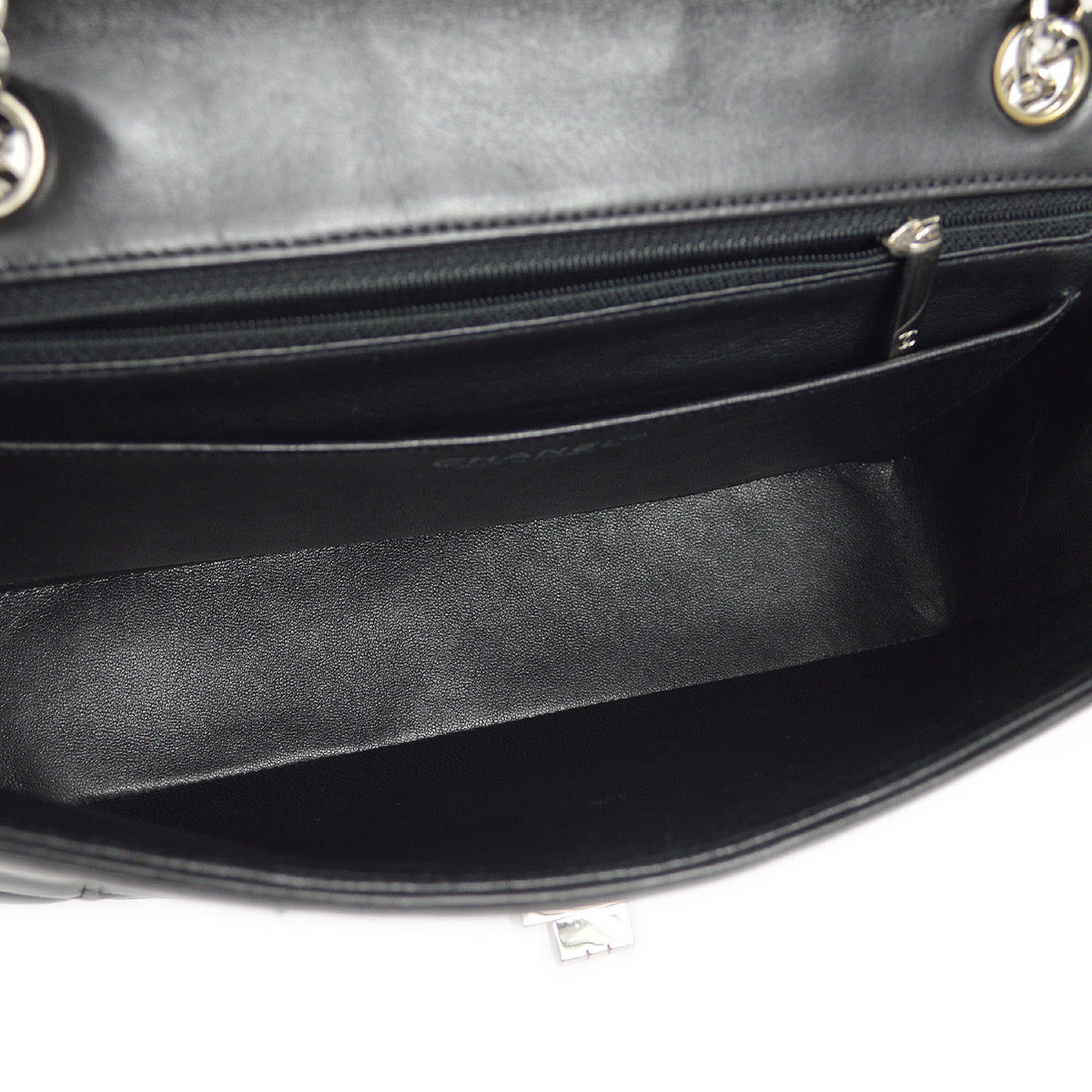 Chanel 2000-2001 Black Lambskin Mademoiselle Lock Choco Bar Shoulder Bag