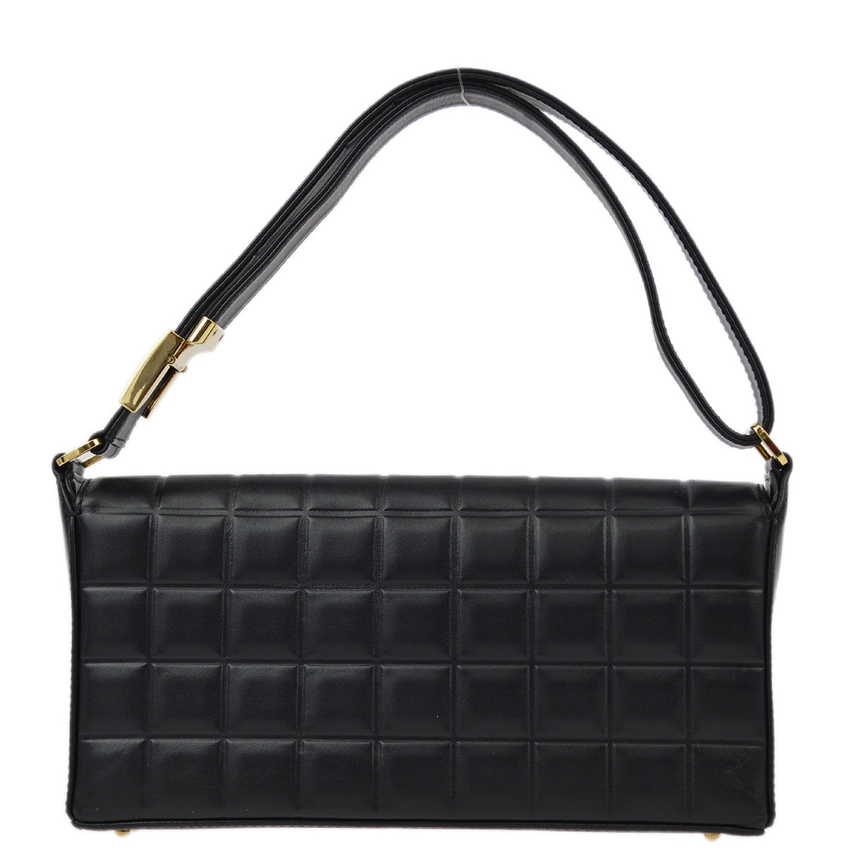 Chanel 2001-2003 Black Lambskin Choco Bar Shoulder Bag