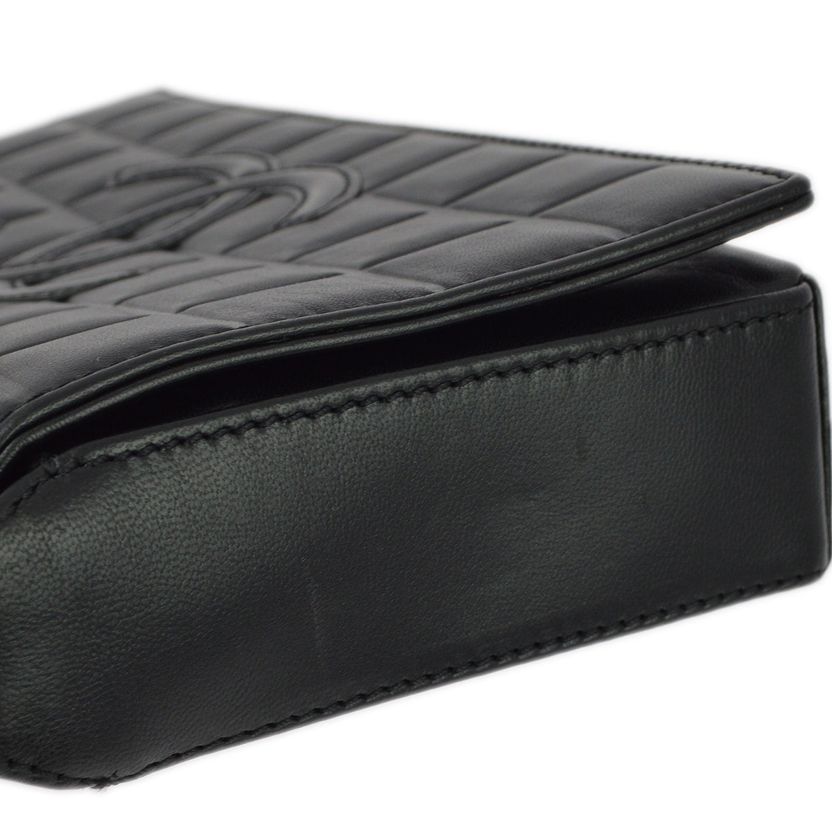Chanel 2001-2003 Black Lambskin Choco Bar Shoulder Bag