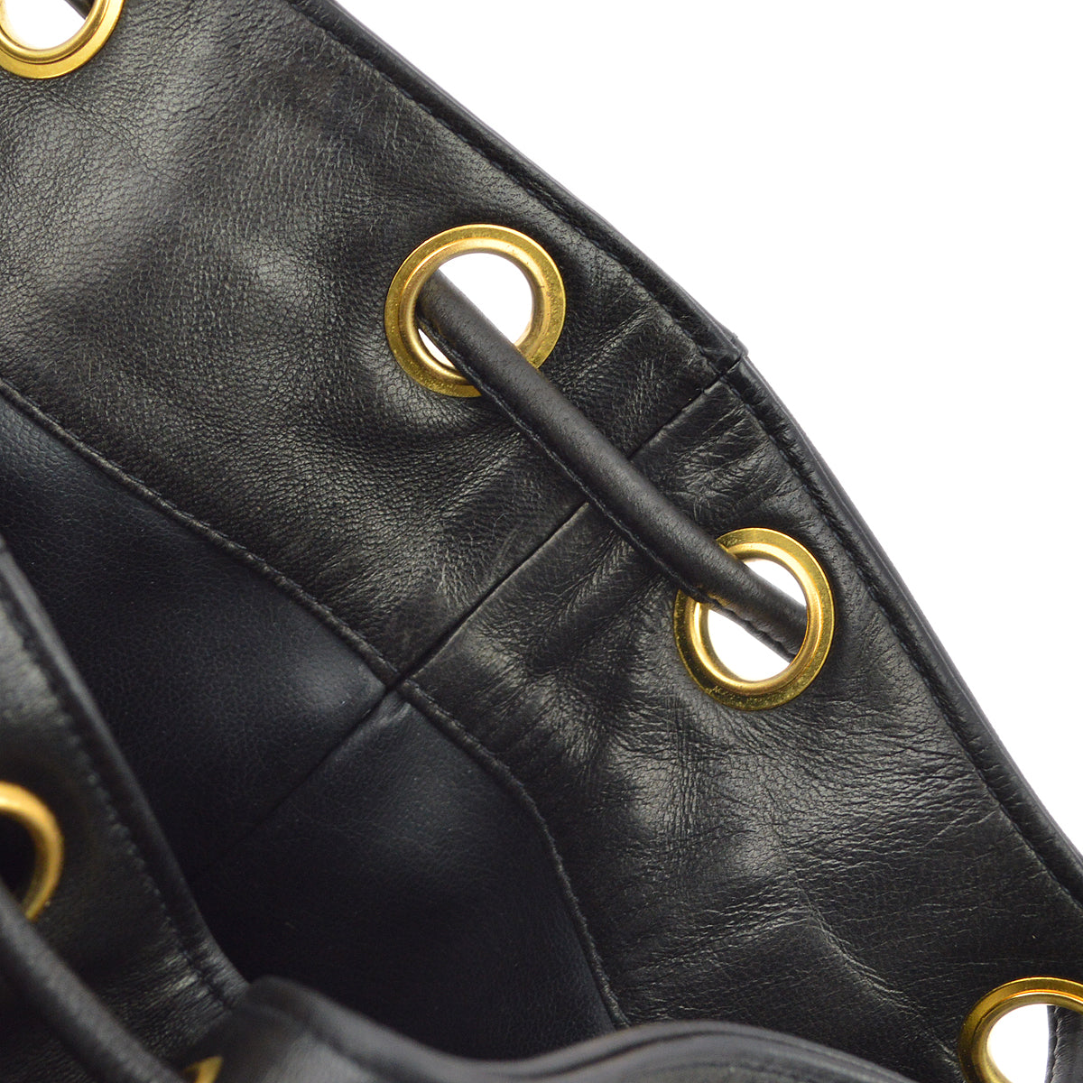 Chanel 1991-1994 Black Lambskin Triple CC Bucket Shoulder Bag