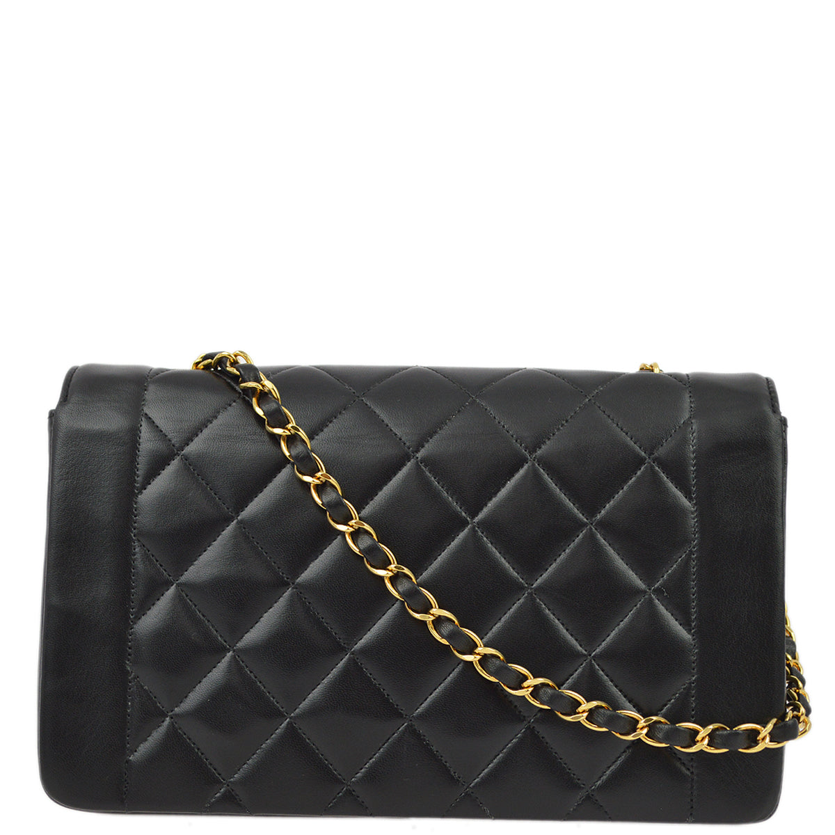 Chanel 1994-1996 Black Lambskin Medium Diana Shoulder Bag