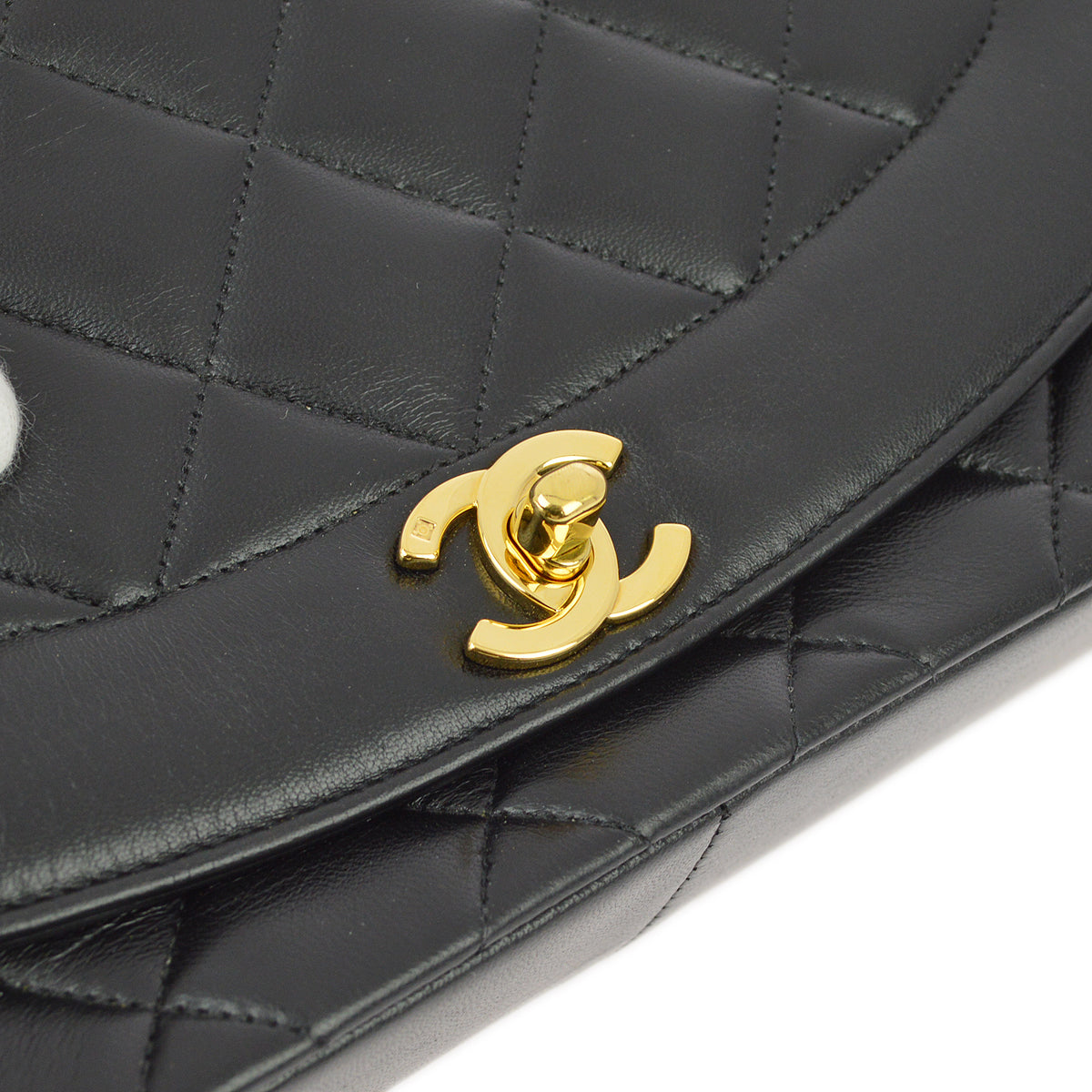 Chanel 1994-1996 Black Lambskin Medium Diana Shoulder Bag