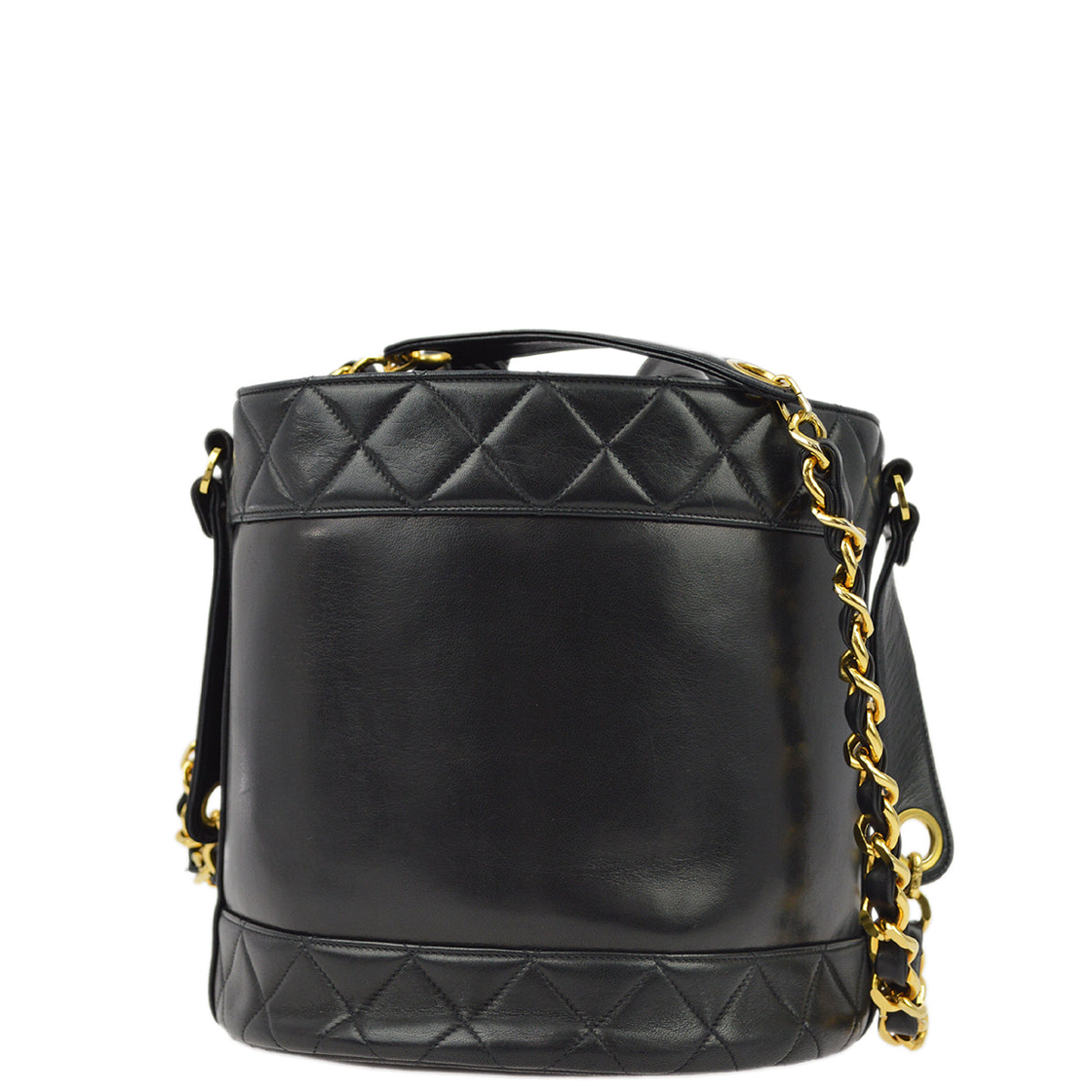 Chanel 1989-1991 Black Lambskin Bucket Shoulder Bag
