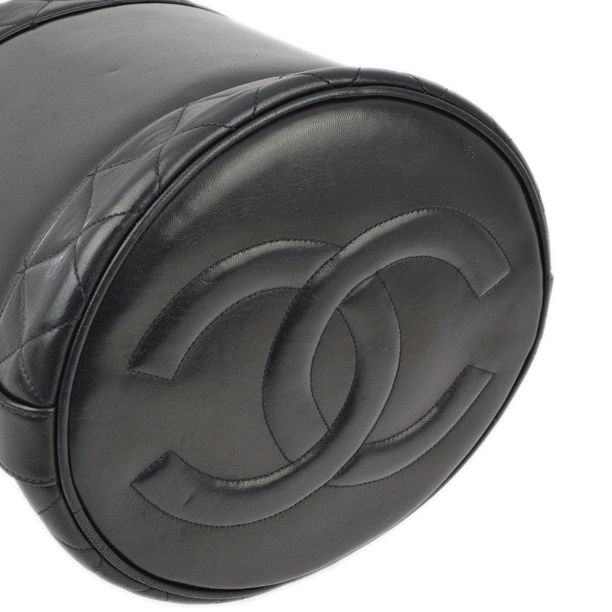 Chanel 1989-1991 Black Lambskin Bucket Shoulder Bag